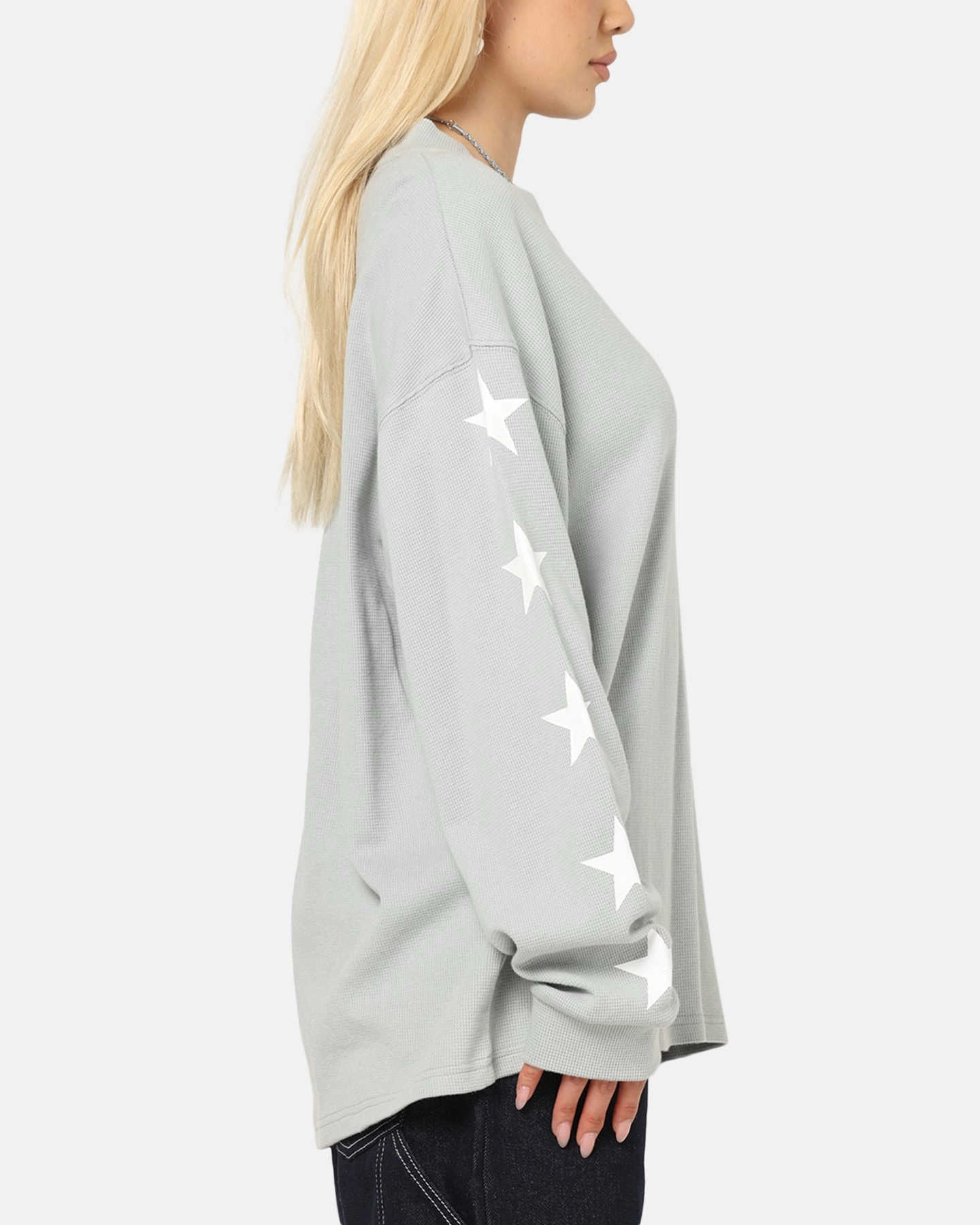 Carre Waffle Workwear Long Sleeve T-Shirt Grey Sporty Top