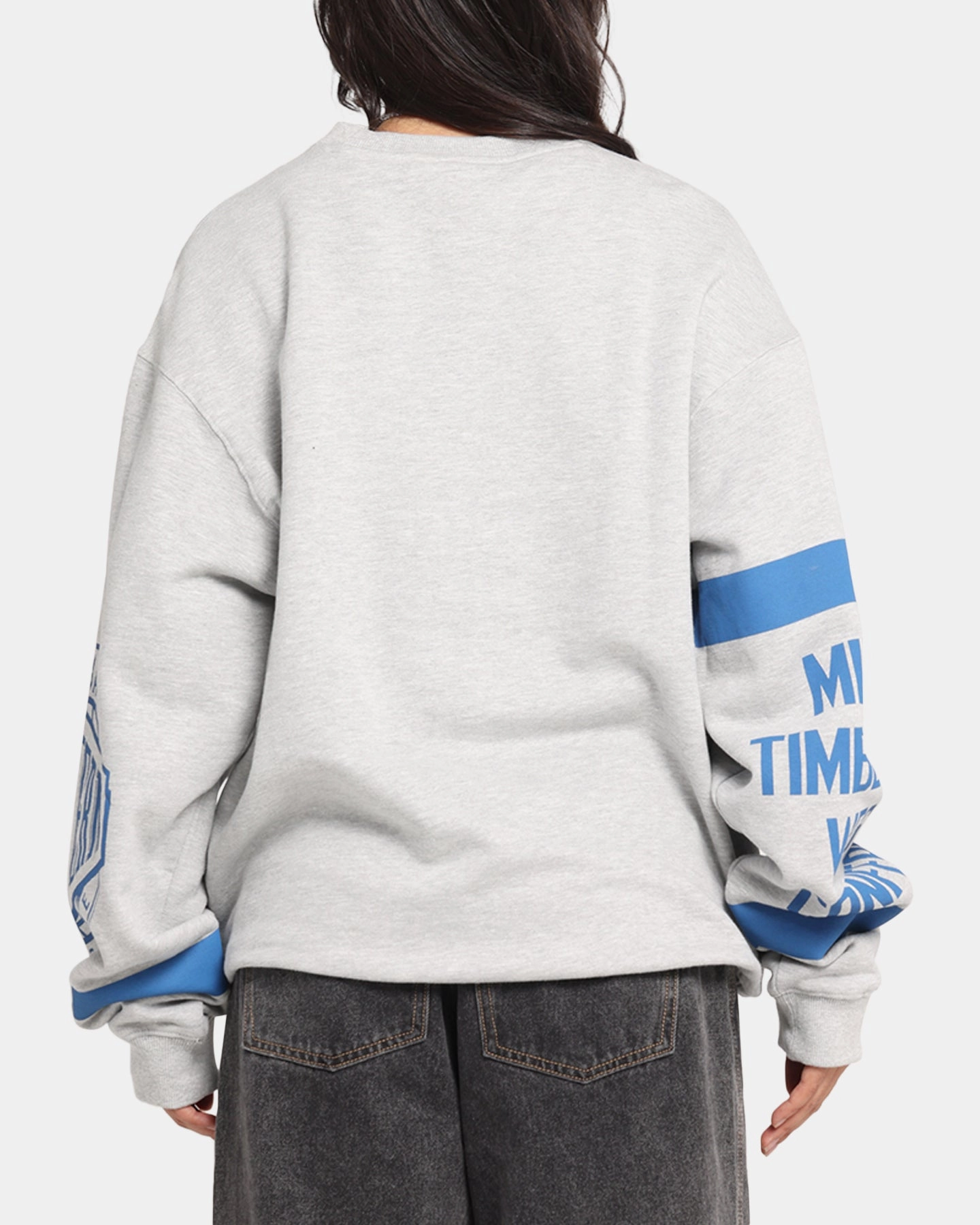 Ultra Soft Handfeel Mitchell & Ness Minnesota Timberwolves Letterform Crewneck Grey Marle/Official Team Color