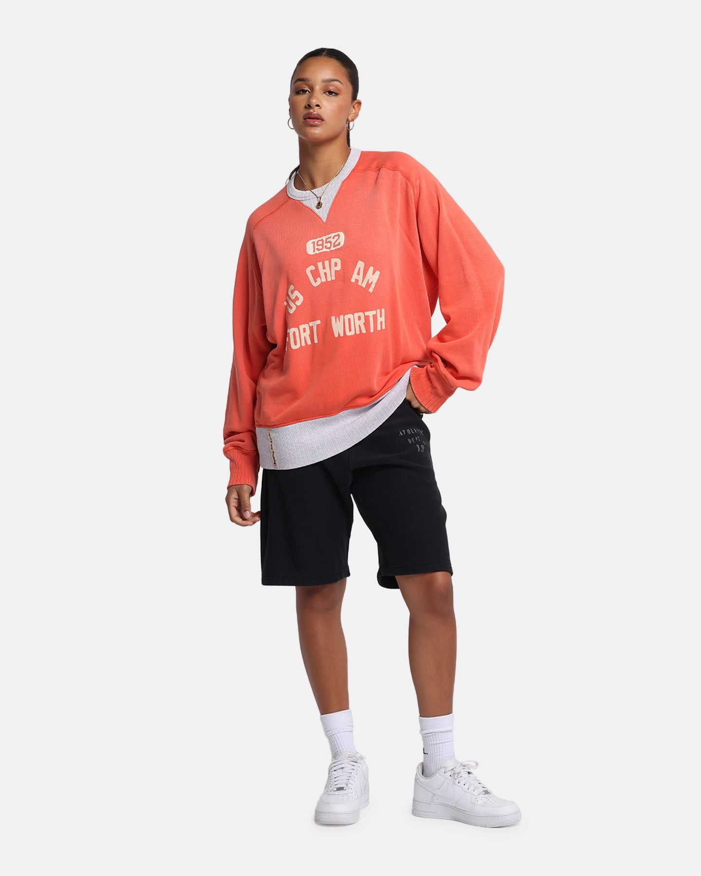 Sleeveless Top Flatlock Seam Technology Champion 50's Saddle Crew Sweatshirt Team Red Scarlet