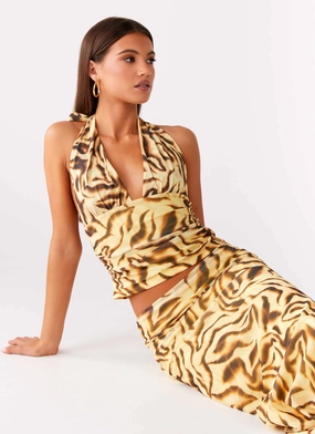 Not My Problem Hater Neck Top - Yellow Zebra Durable Double Stitching Adjustable Fit System