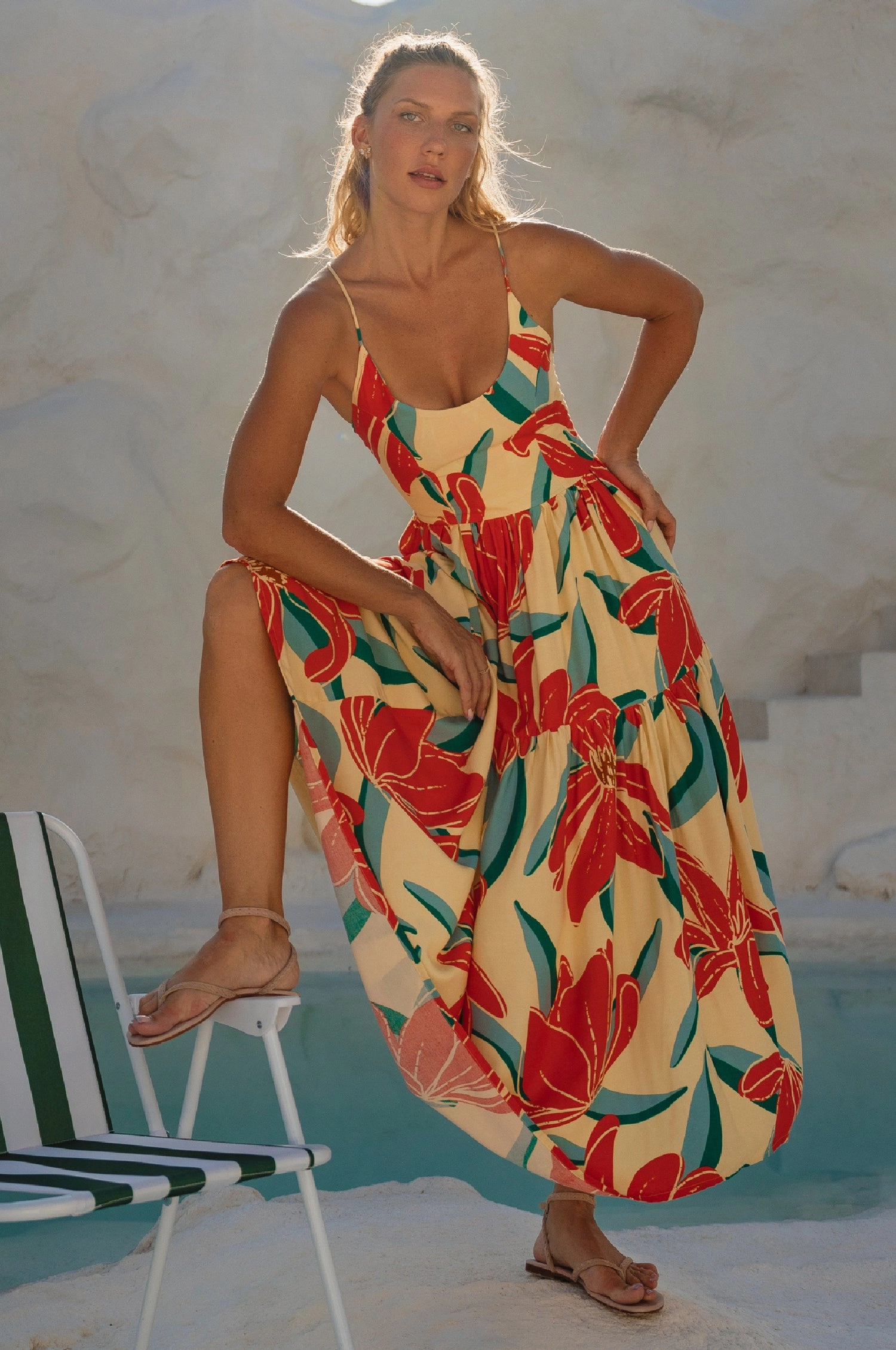 Airy Drape Sea Dreamer Strappy Midi Dress