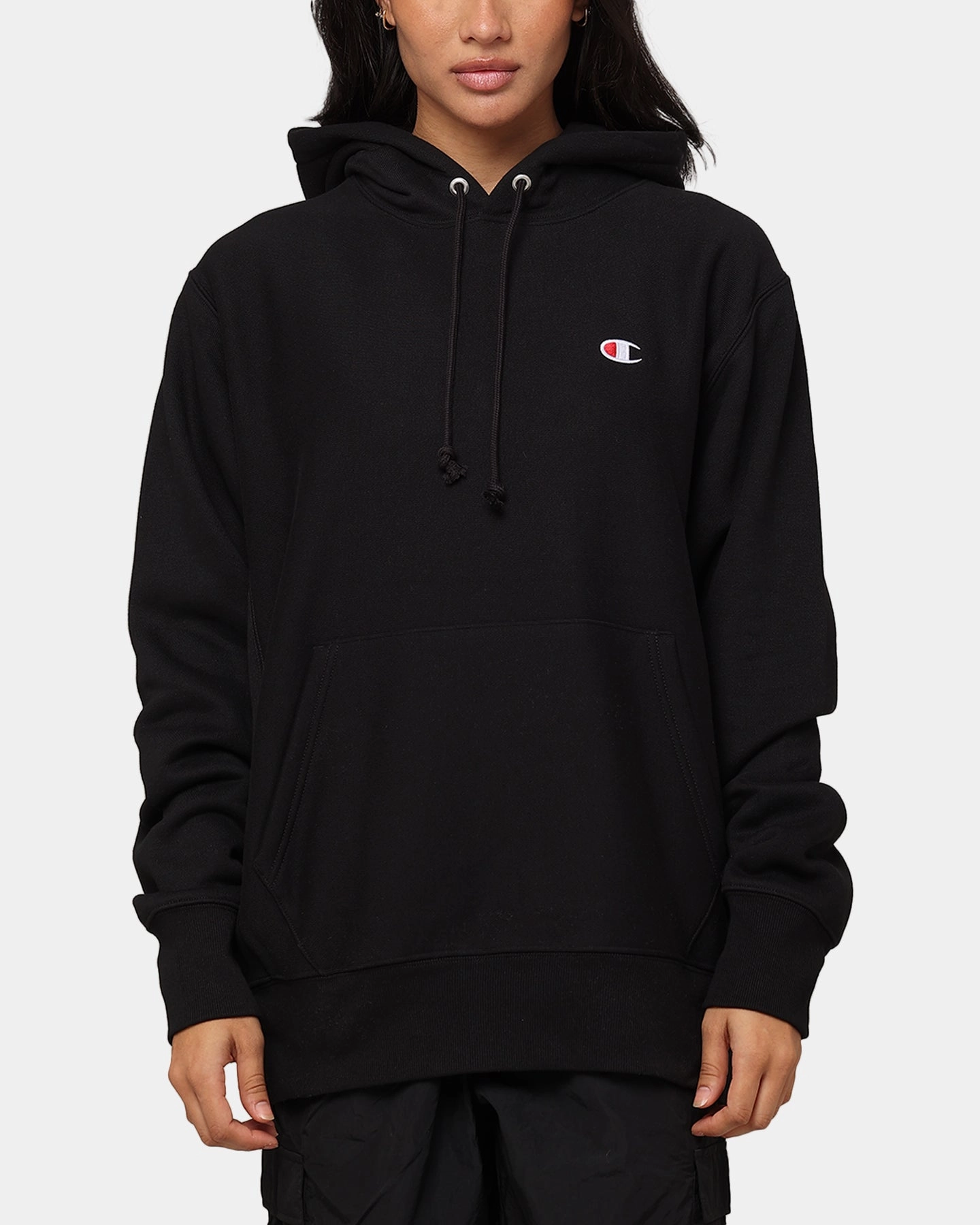 RawHemDetail Raw Edge Detail Champion Reverse Weave Small C Hoodie Black