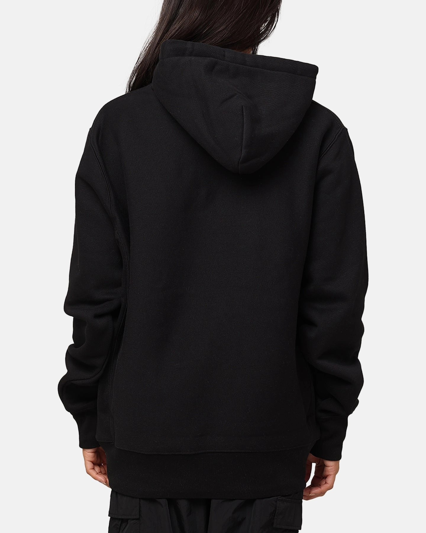 Multi Panel Cut Smooth Stitching Champion Reverse Weave Small C Hoodie Black