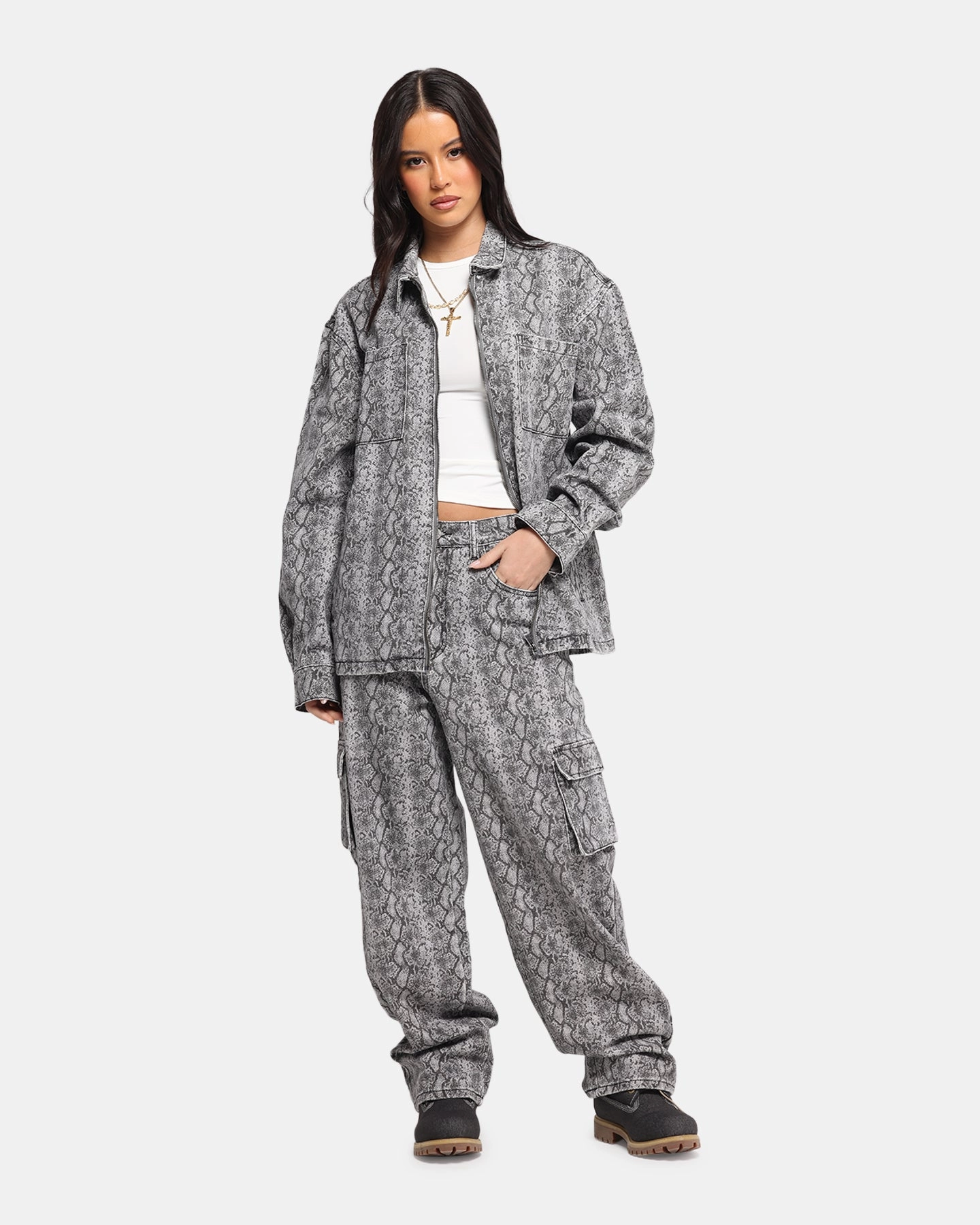 Non Restrictive Collar XXIII Snake Skin Jacket Black Snake Print