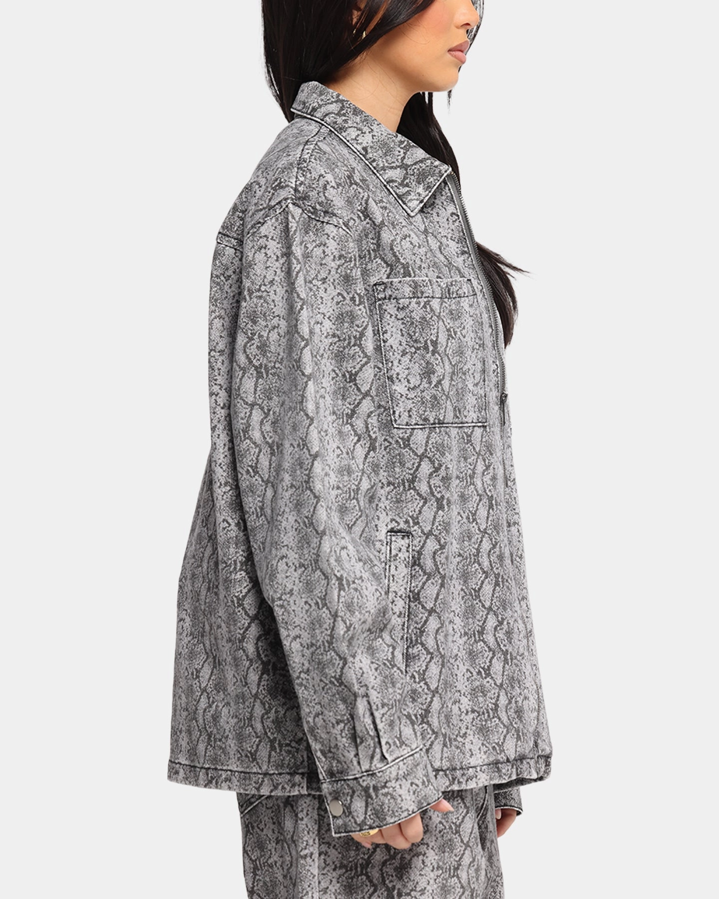 XXIII Snake Skin Jacket Black Snake Print Midweight Four Way Stretch QuickRelease Closures