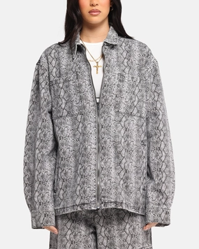 XXIII Snake Skin Jacket Black Snake Print MultiLayer Stitching Thermoregulating Fabric