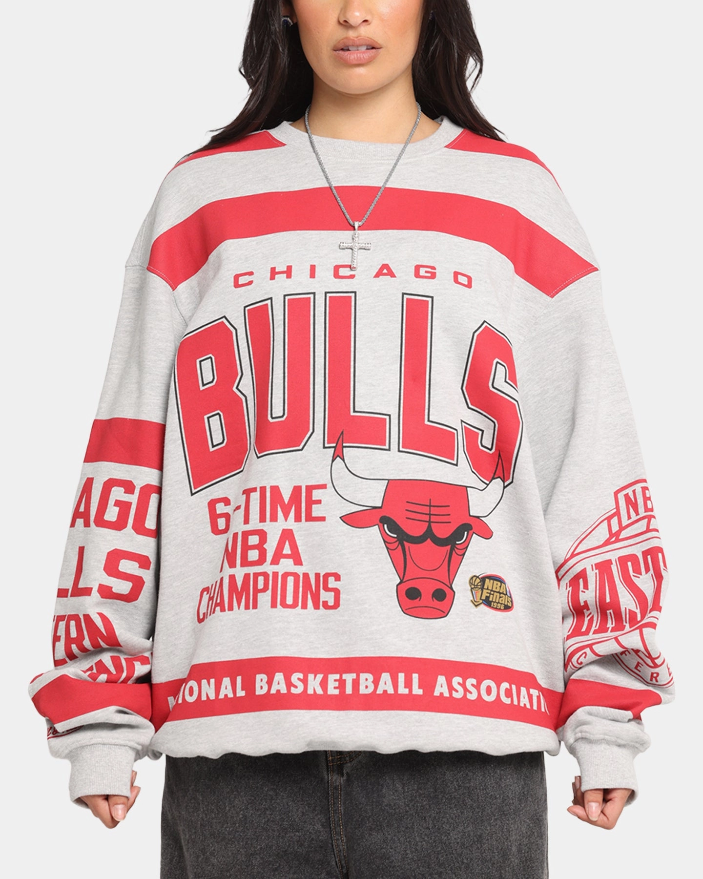 Yarn Dyed Stripes Casual Button-Down Mitchell & Ness Chicago Bulls Letterform Crewneck Grey Marle/Official Team Color