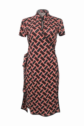 [WW39020] Diane Von Furstenberg | Knee Length Dress Elegant Outline Art Soul