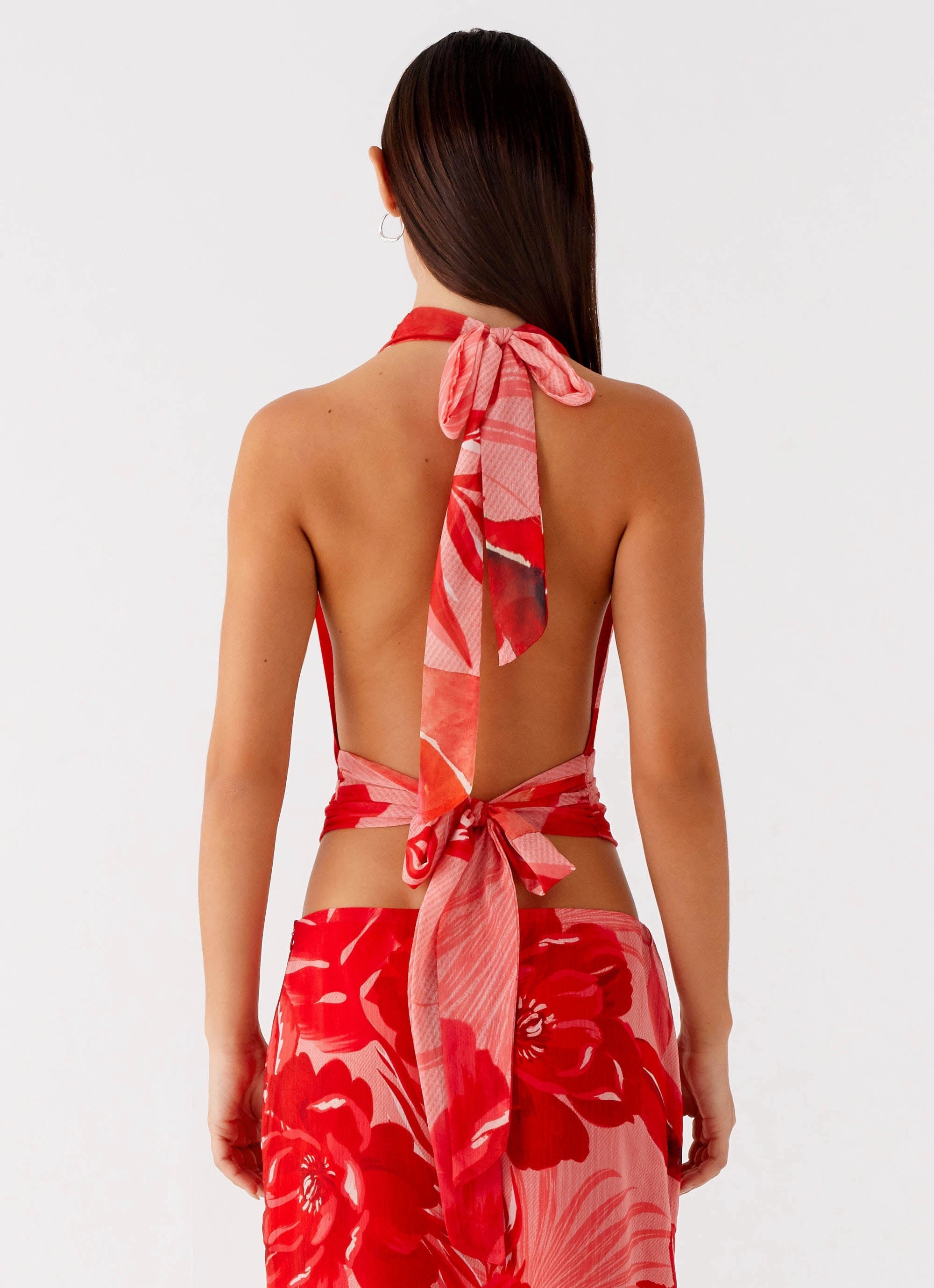 Soren Halter Top - Sicily Sunsets Print LayeredCuff FrictionResistant Trim