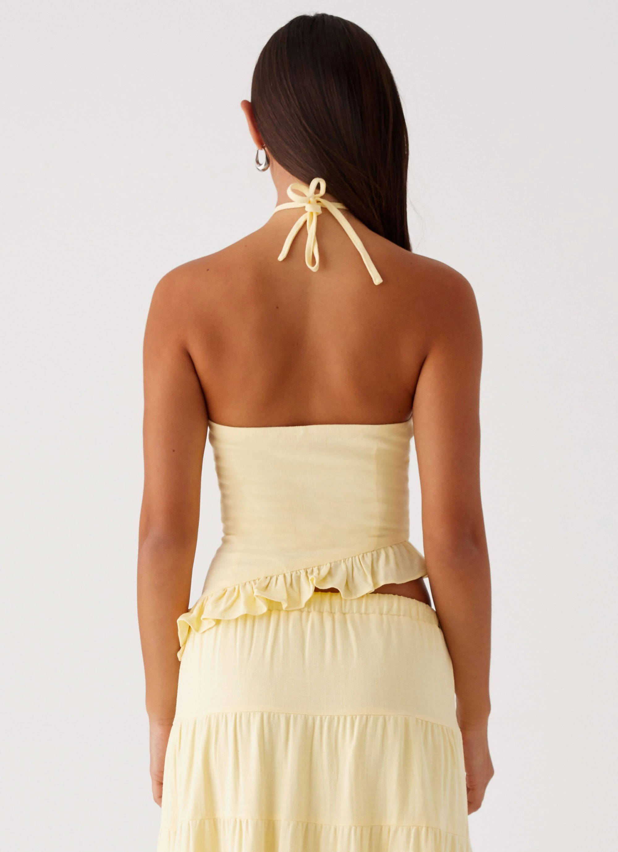 standard fit Friction Reducing Finish Mariella Linen Top - Yellow