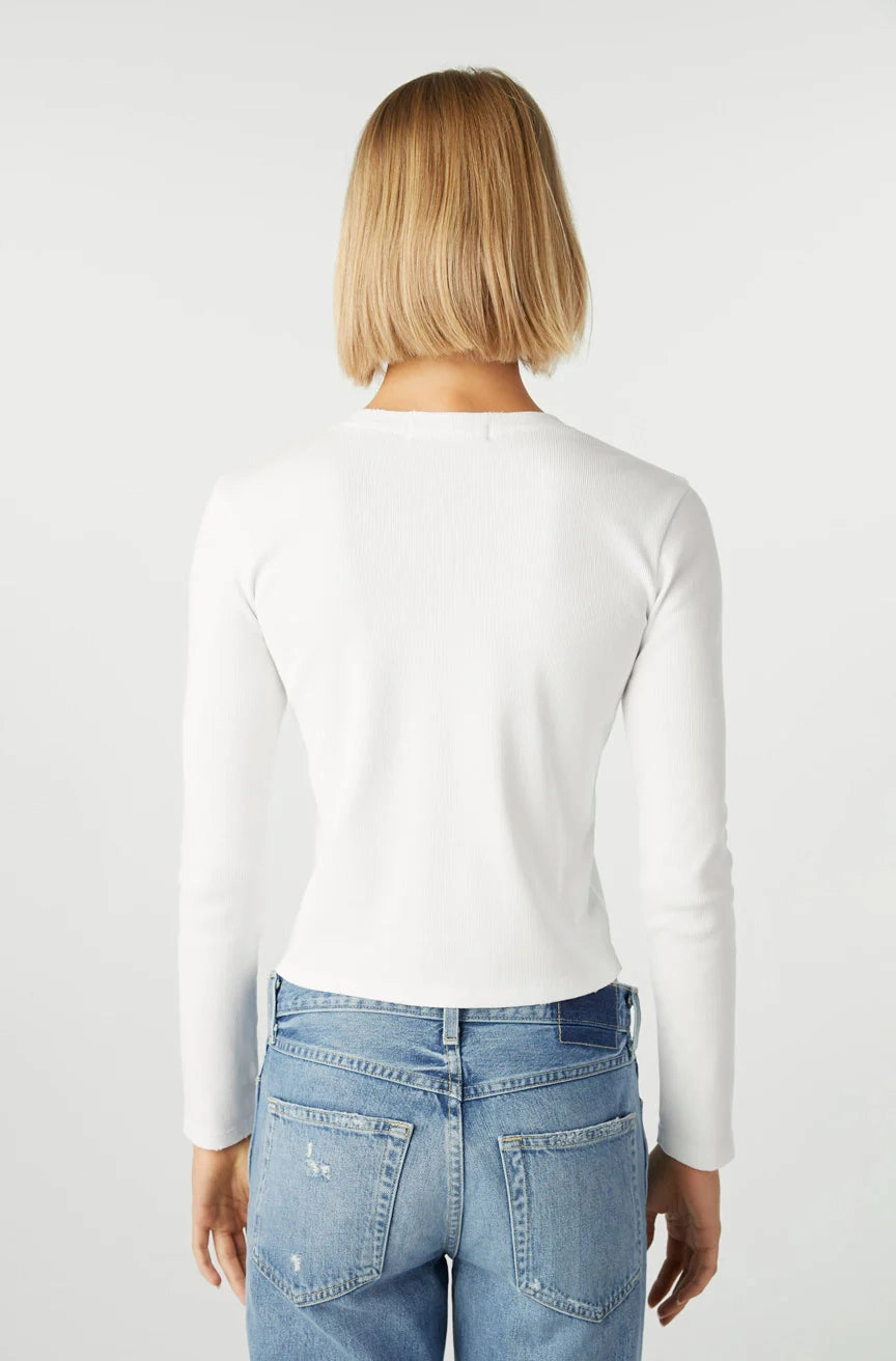 Slim Rib Tee in White Durable Reinforced Shoulders