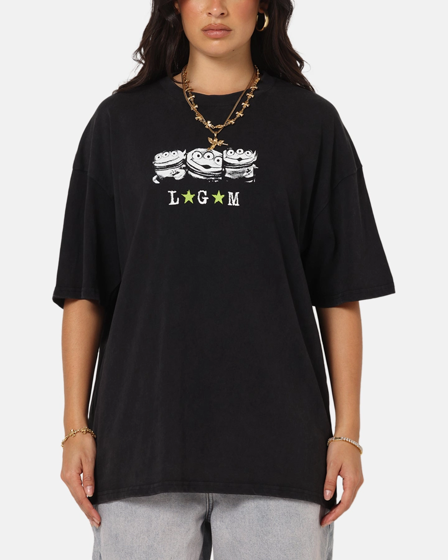 ShockAbsorbing MinimalistAesthetic 73 Studio Disney Pixar Toy Story Little Green Men Vintage T-Shirt Black Acidwash