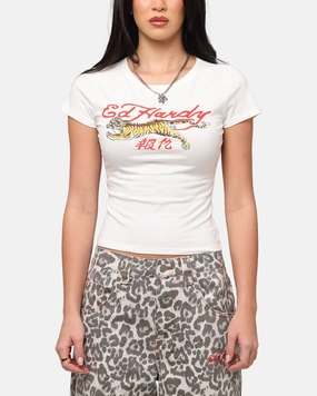 Ed Hardy Women's Tiger Baby T-Shirt White MultiPurposeUtility