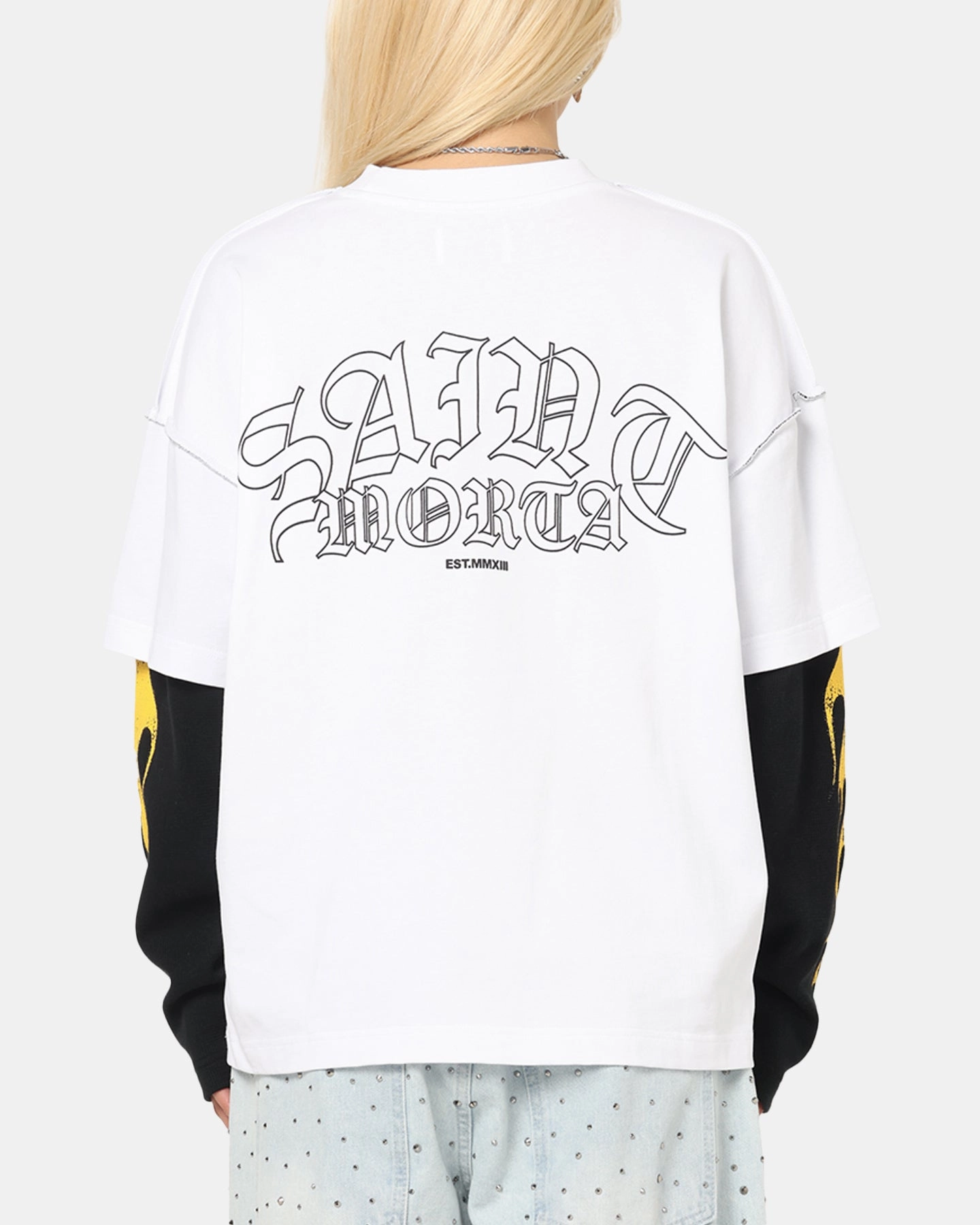 Casual dress Saint Morta La Flame Long Sleeve T-Shirt White/Black