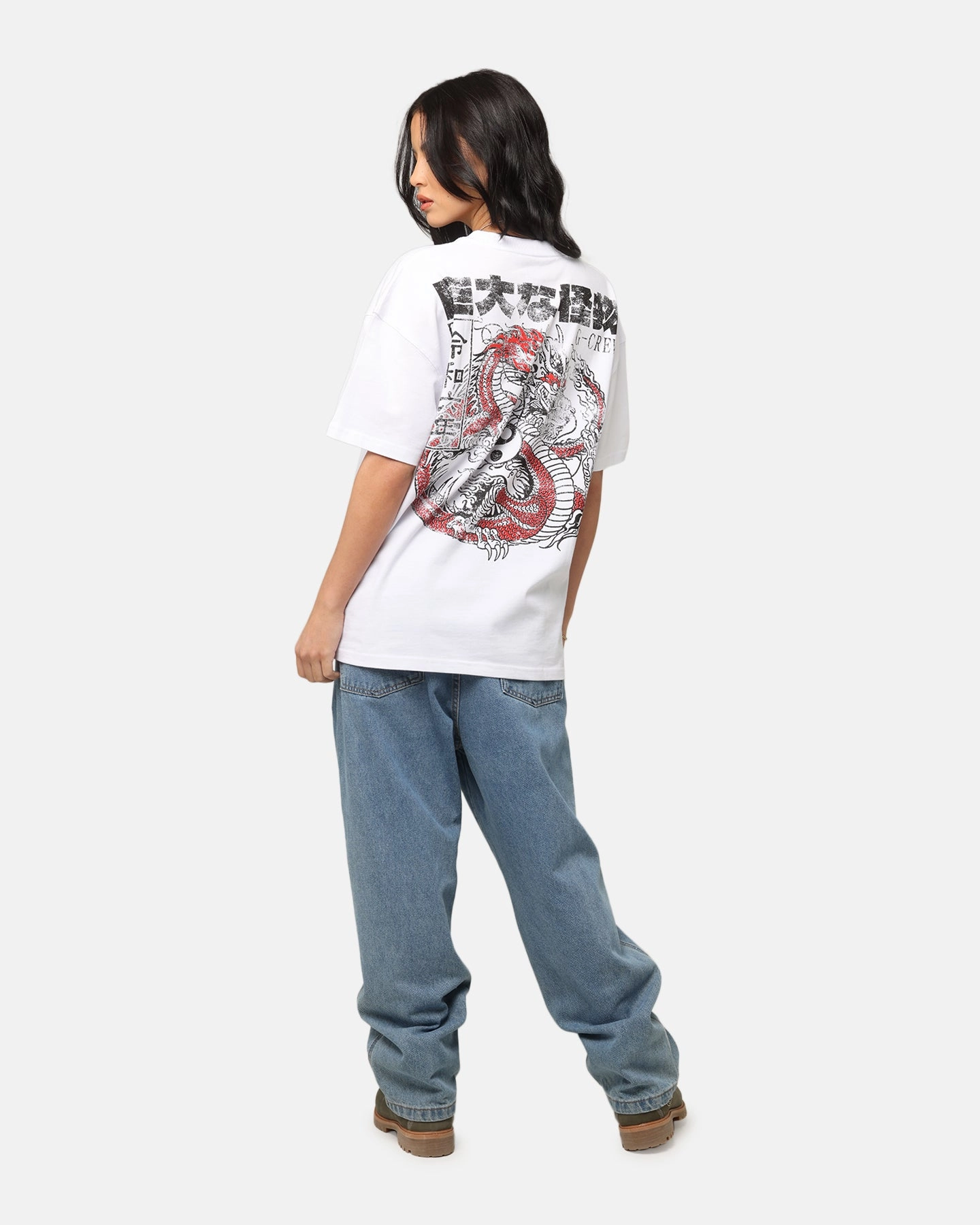 Thermal Regulating Design QuickDry Goat Crew Osaka Dragon T-Shirt White