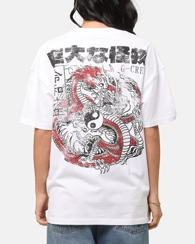 Goat Crew Osaka Dragon T-Shirt White Weighted Hem Design