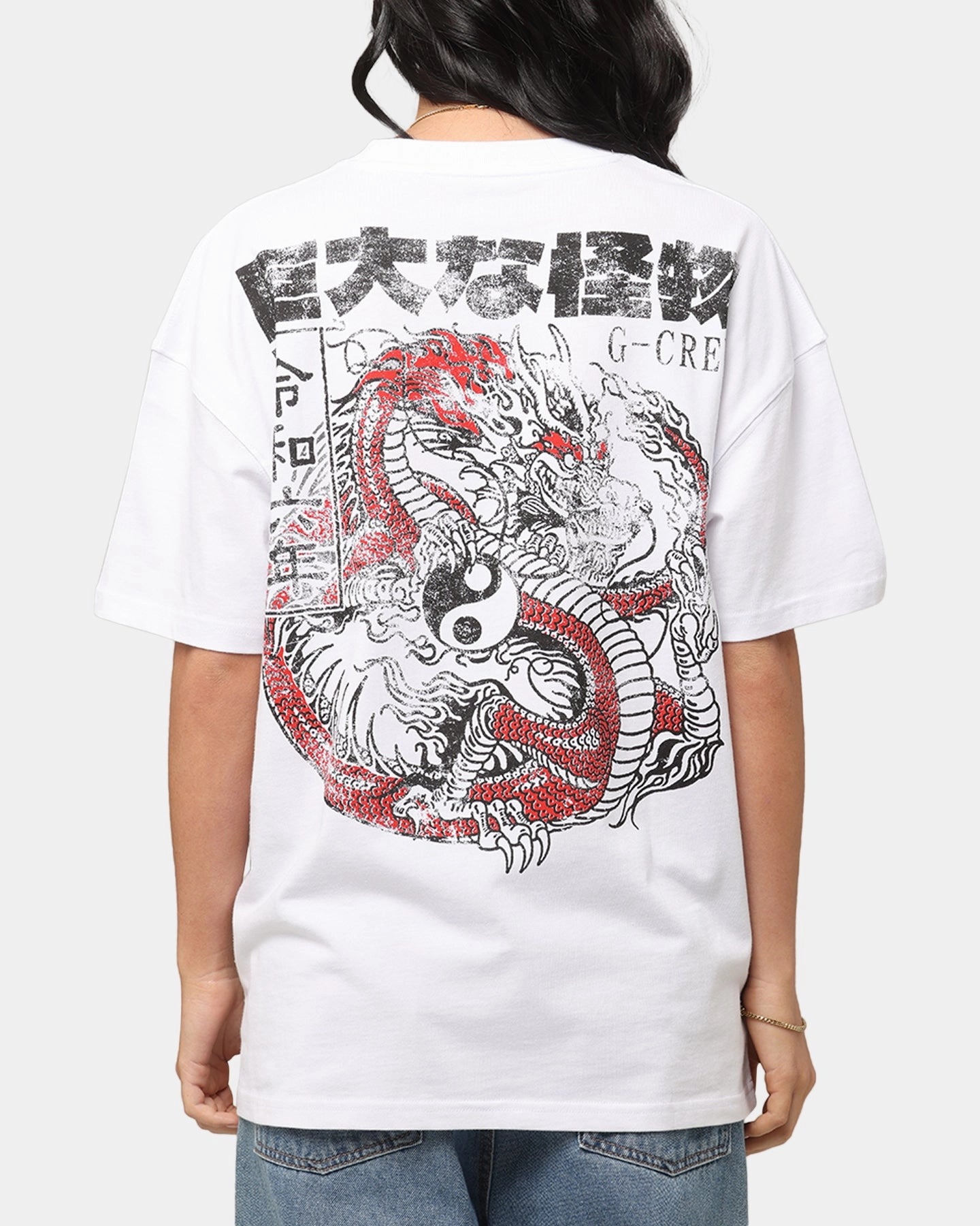 Goat Crew Osaka Dragon T-Shirt White Weighted Hem Design