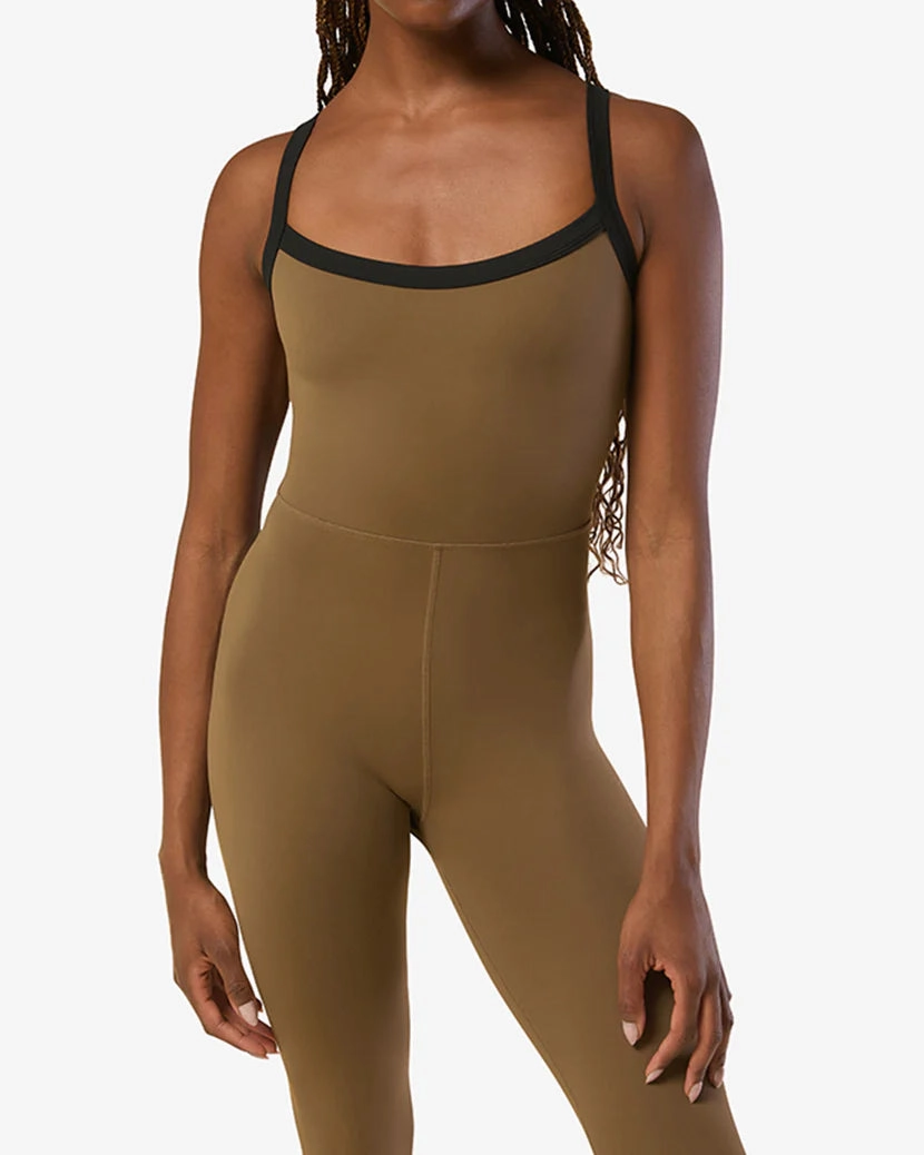 Collapsible Heel Geometry Contrast Strap Jumpsuit