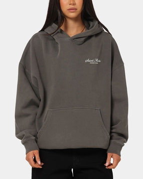 Saint Morta Studios Logo Boxy Hoodie Washed Black ThermalLining