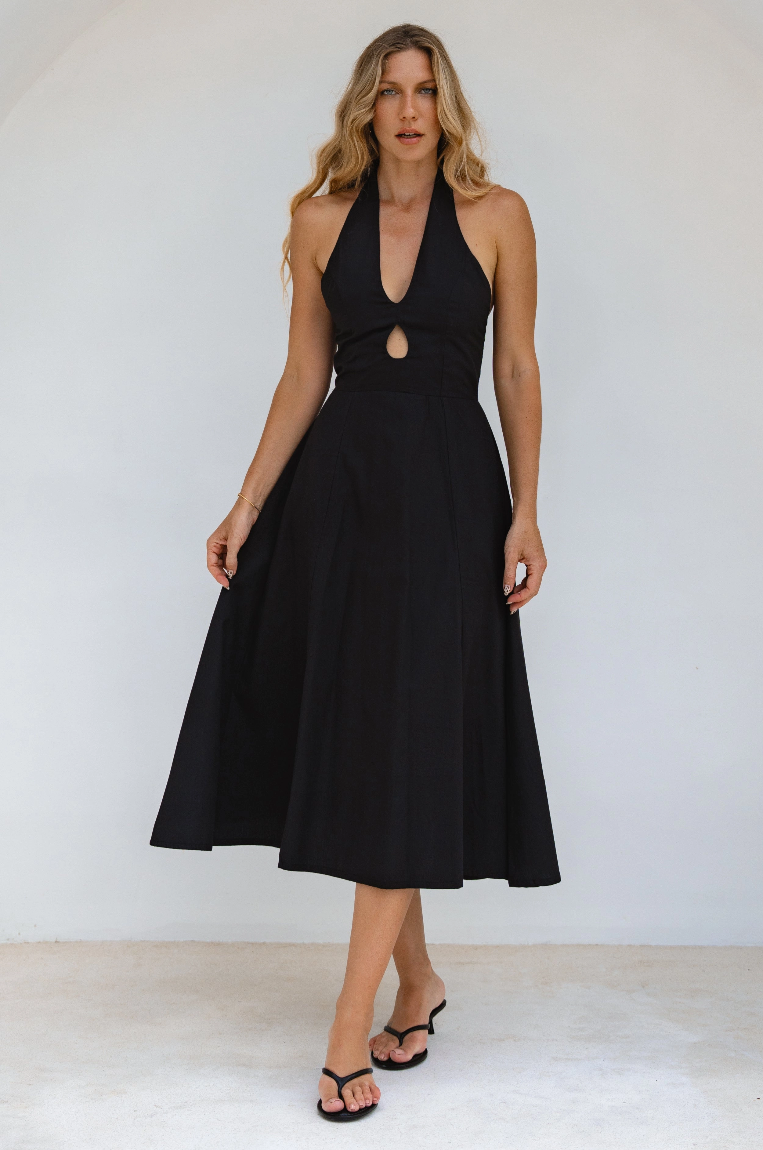 Costa Del Sol Halterneck Cotton Dress Casual Look Easy Drape