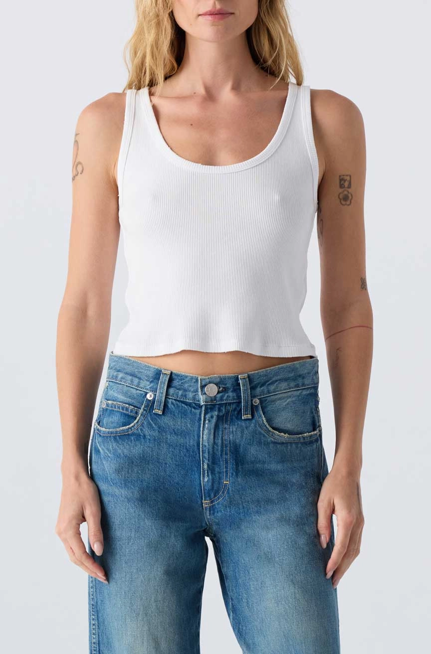 Subtle Texture Weave Active Look Crop Rib Tank