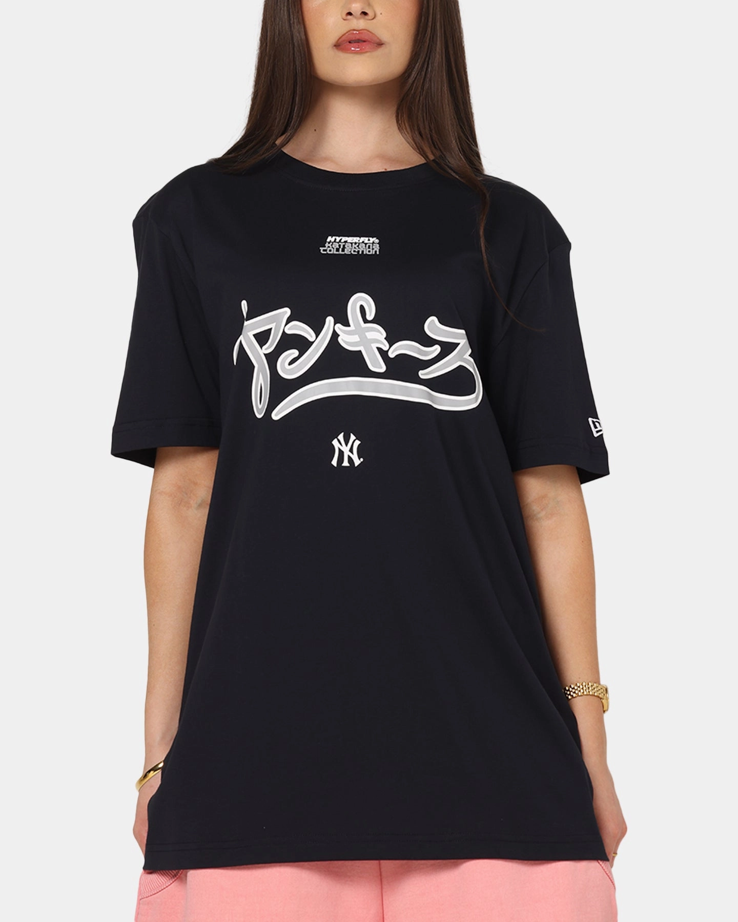New Era New York Yankees 'Hyperfly Katakana x MLB' T-Shirt Navy Multipurpose Design FrenchTerry