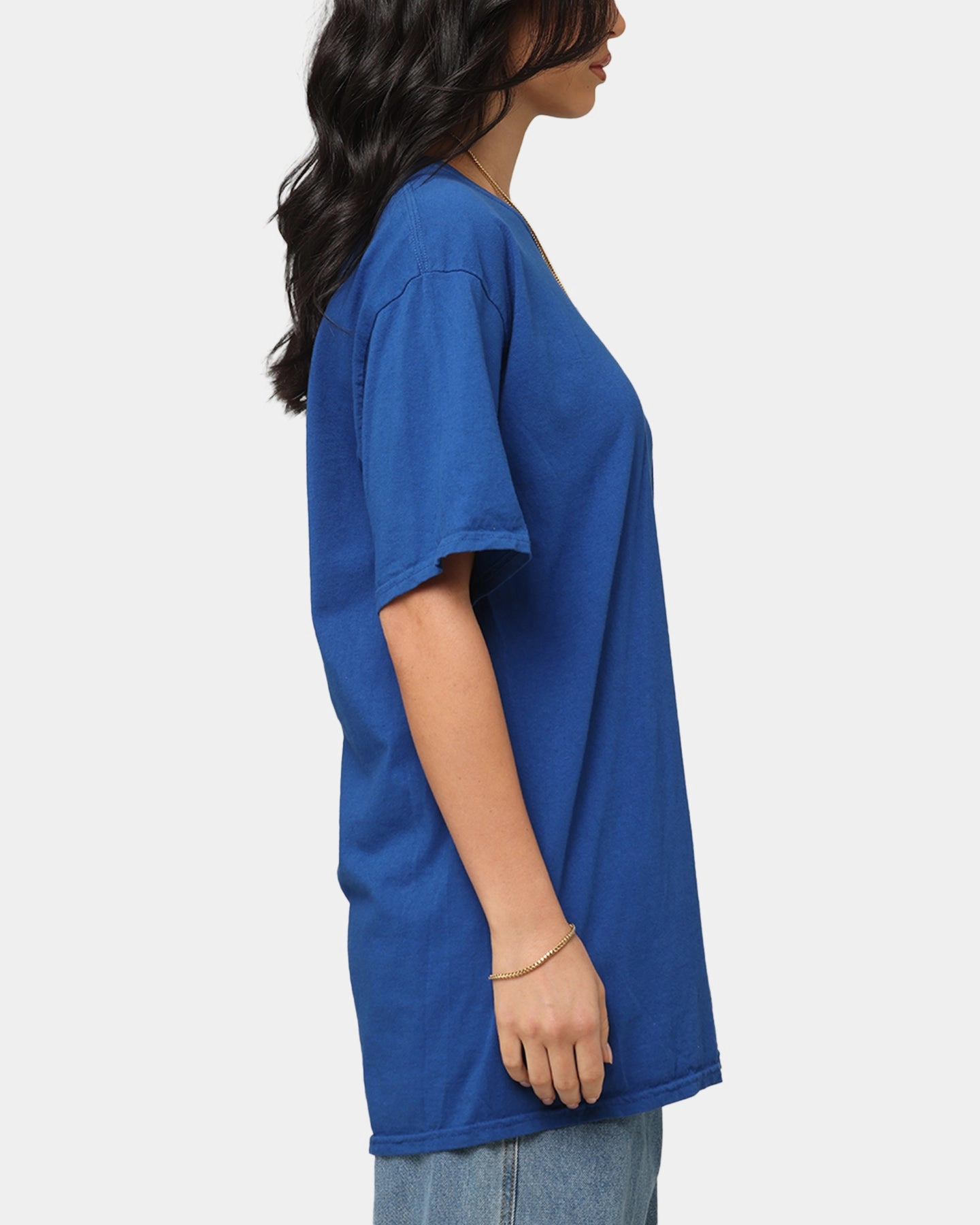 Sustainable Fabric Blend Curved Hem Culture Kings Basic T-Shirt Cobalt Blue