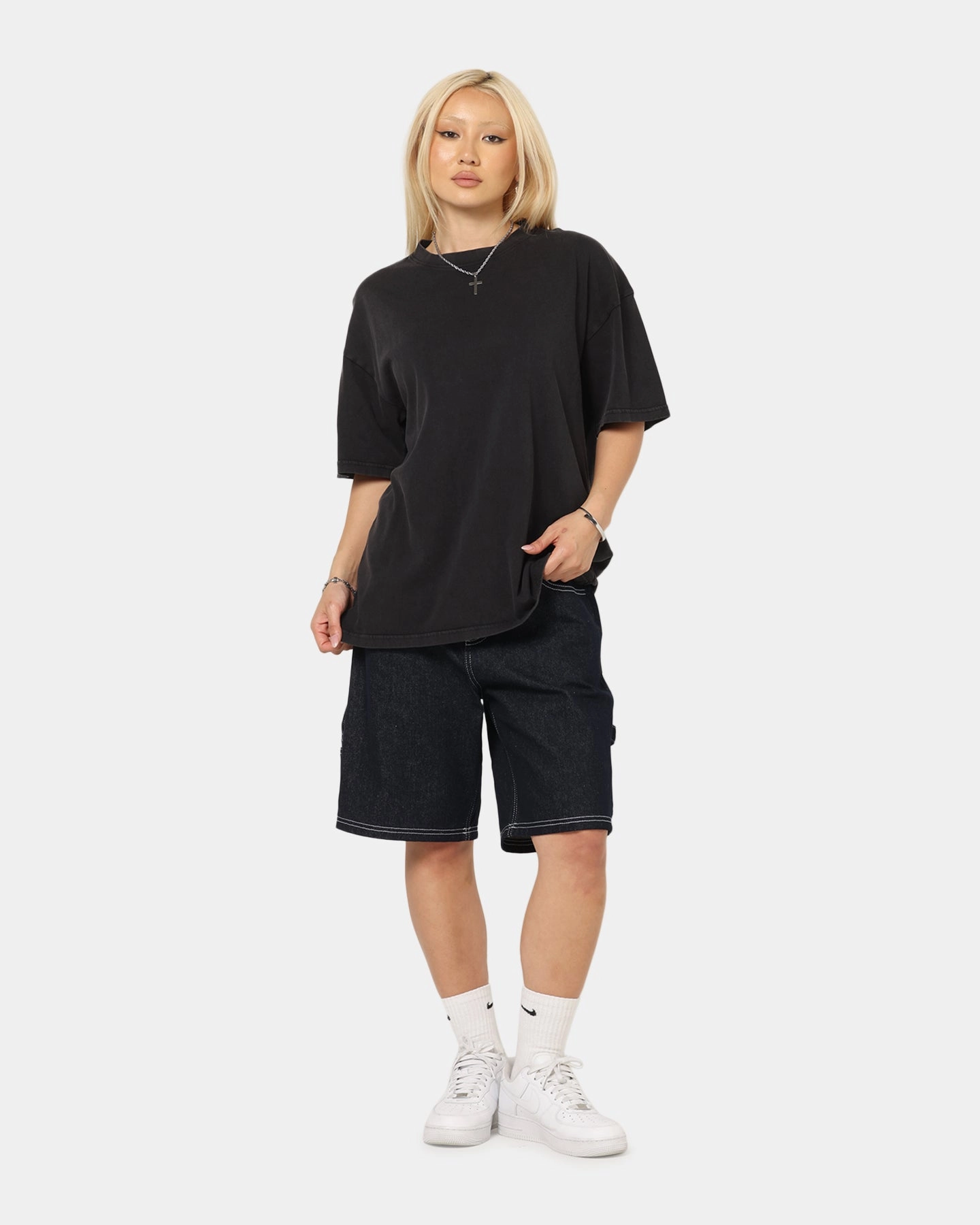 Culture Kings Standard Drop Shoulder T-Shirt Black Acidwash MinimalistCut