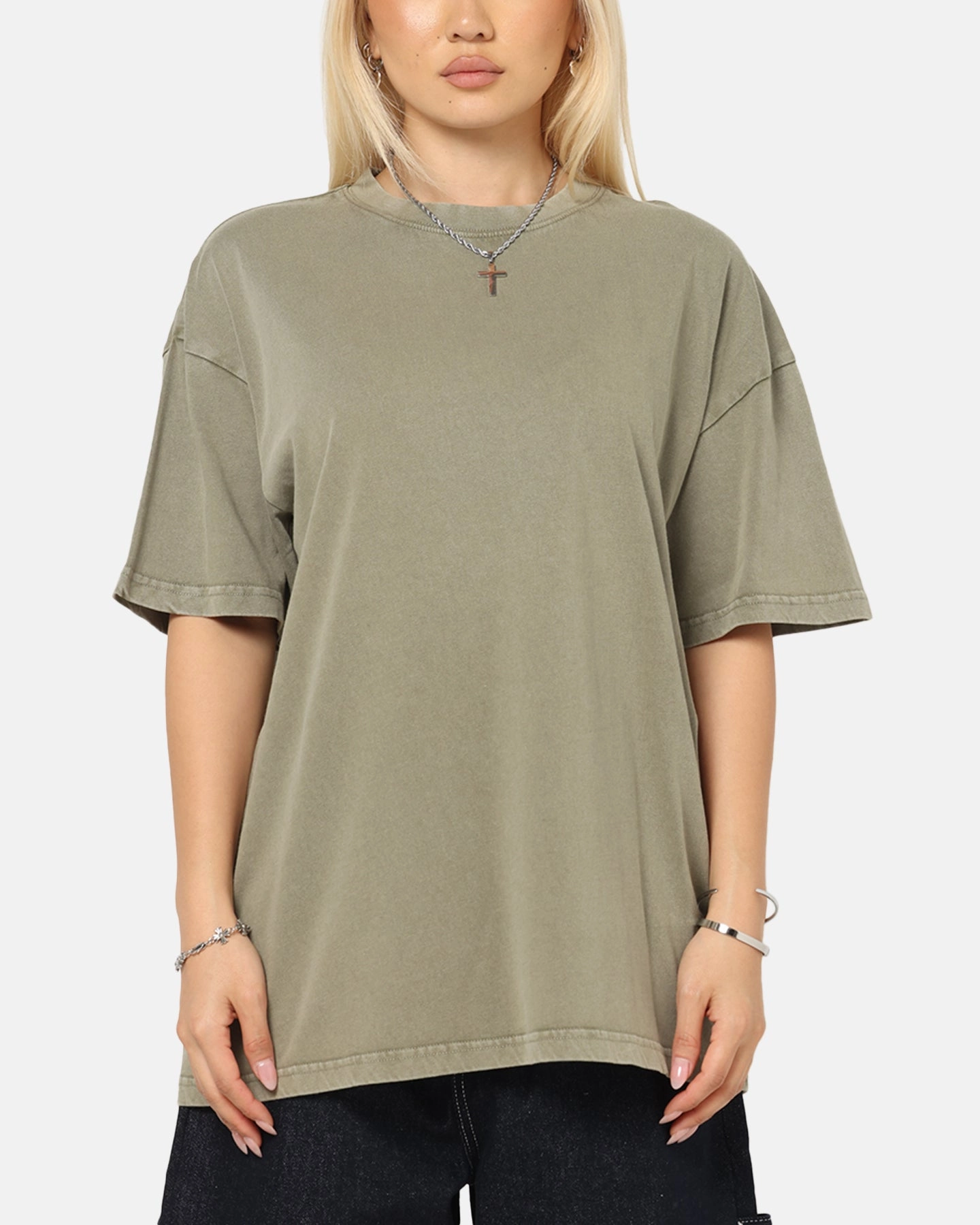 Culture Kings Standard Drop Shoulder T-Shirt Vintage Khaki NonChafe Tag Placement