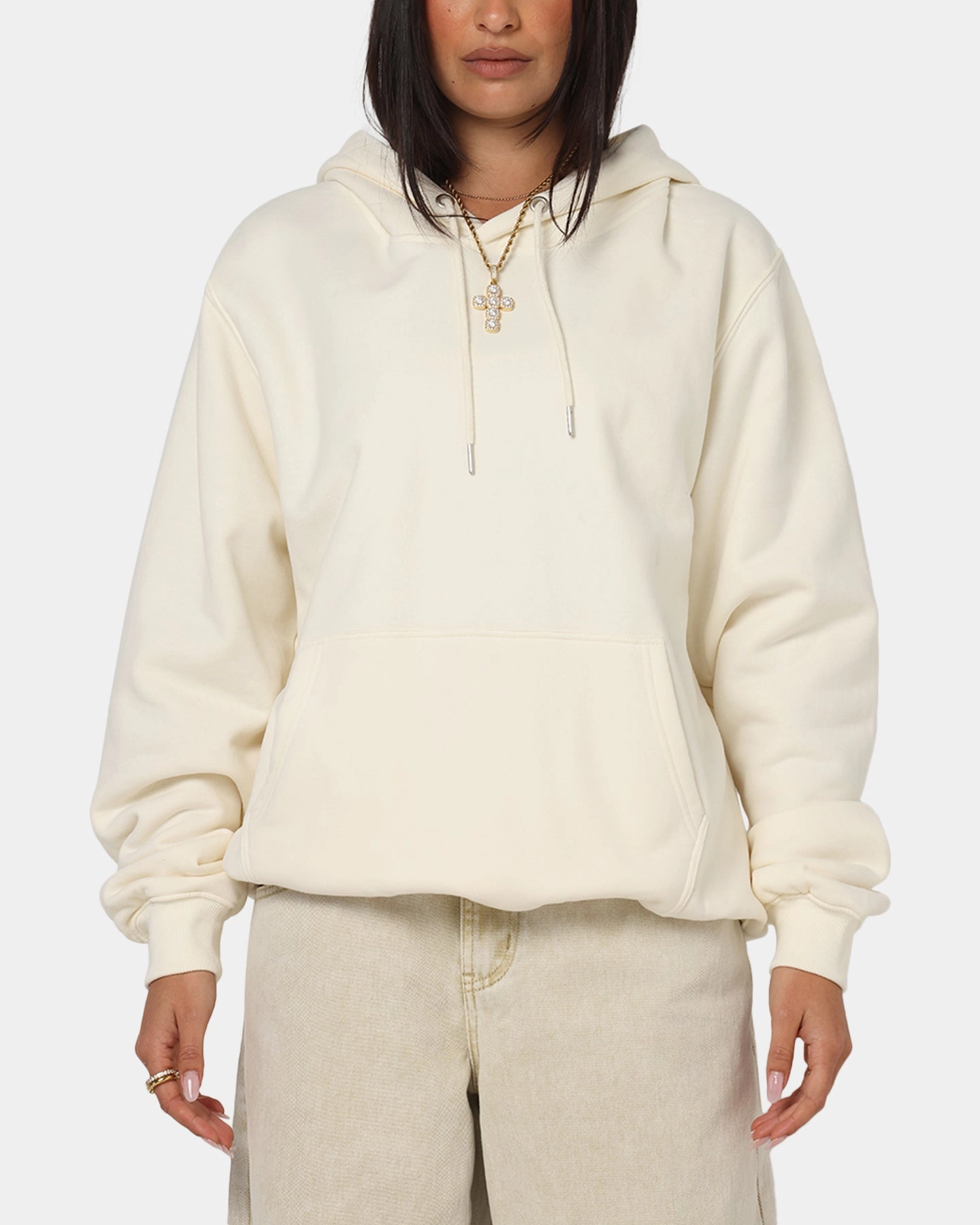 Two Tone Weave Culture Kings Standard Hoodie Off White