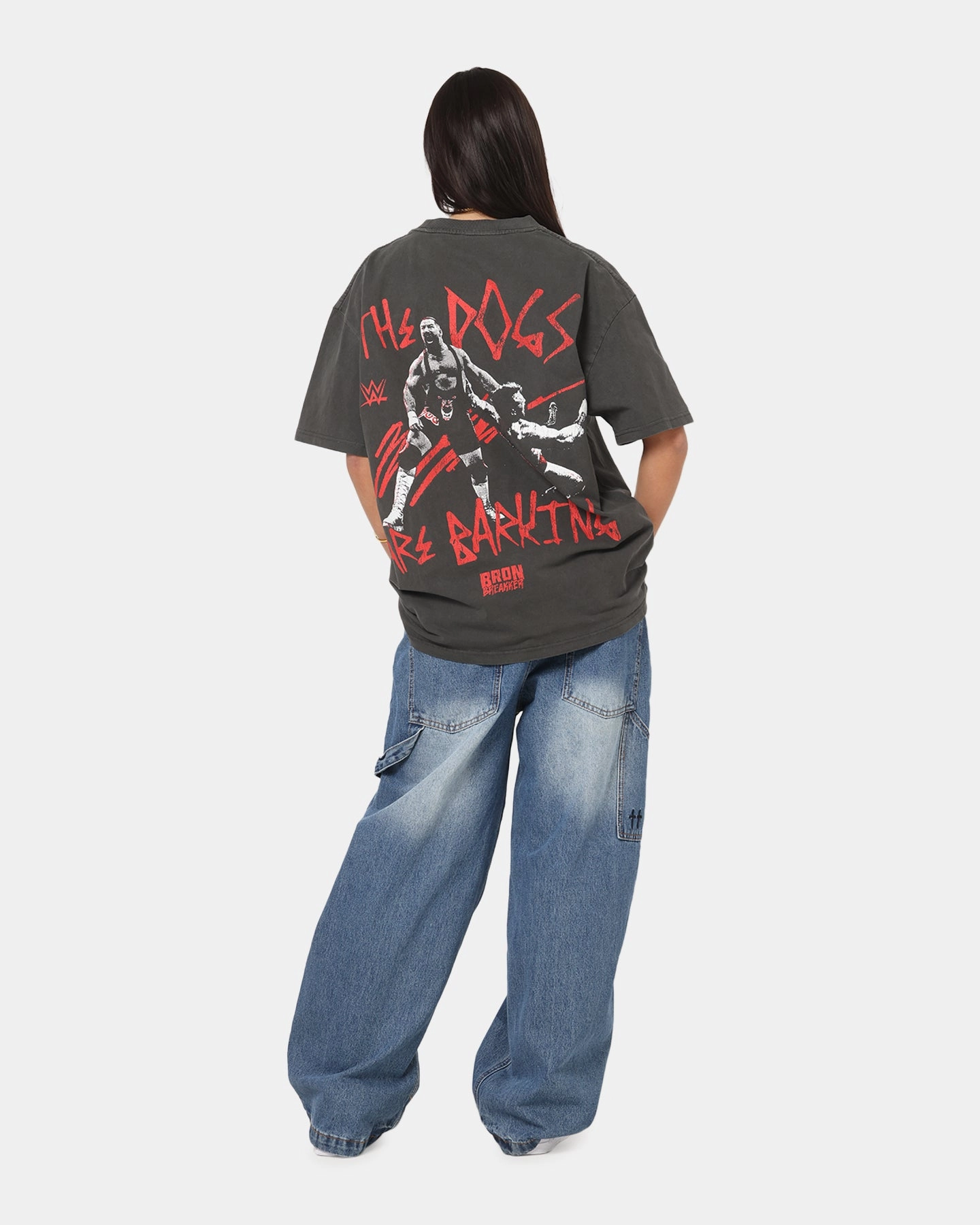 Culture Kings X WWE Bron Breaker Heavy T-Shirt Black Wash Mesh Lining MoistureWickingMaterial