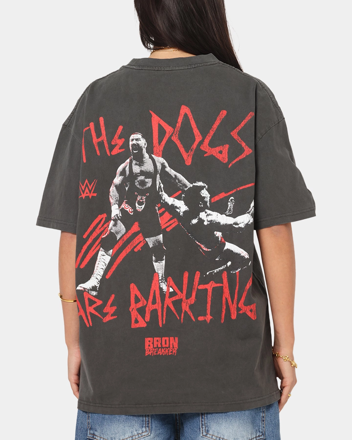 Culture Kings X WWE Bron Breaker Heavy T-Shirt Black Wash TemperatureRegulatingLining