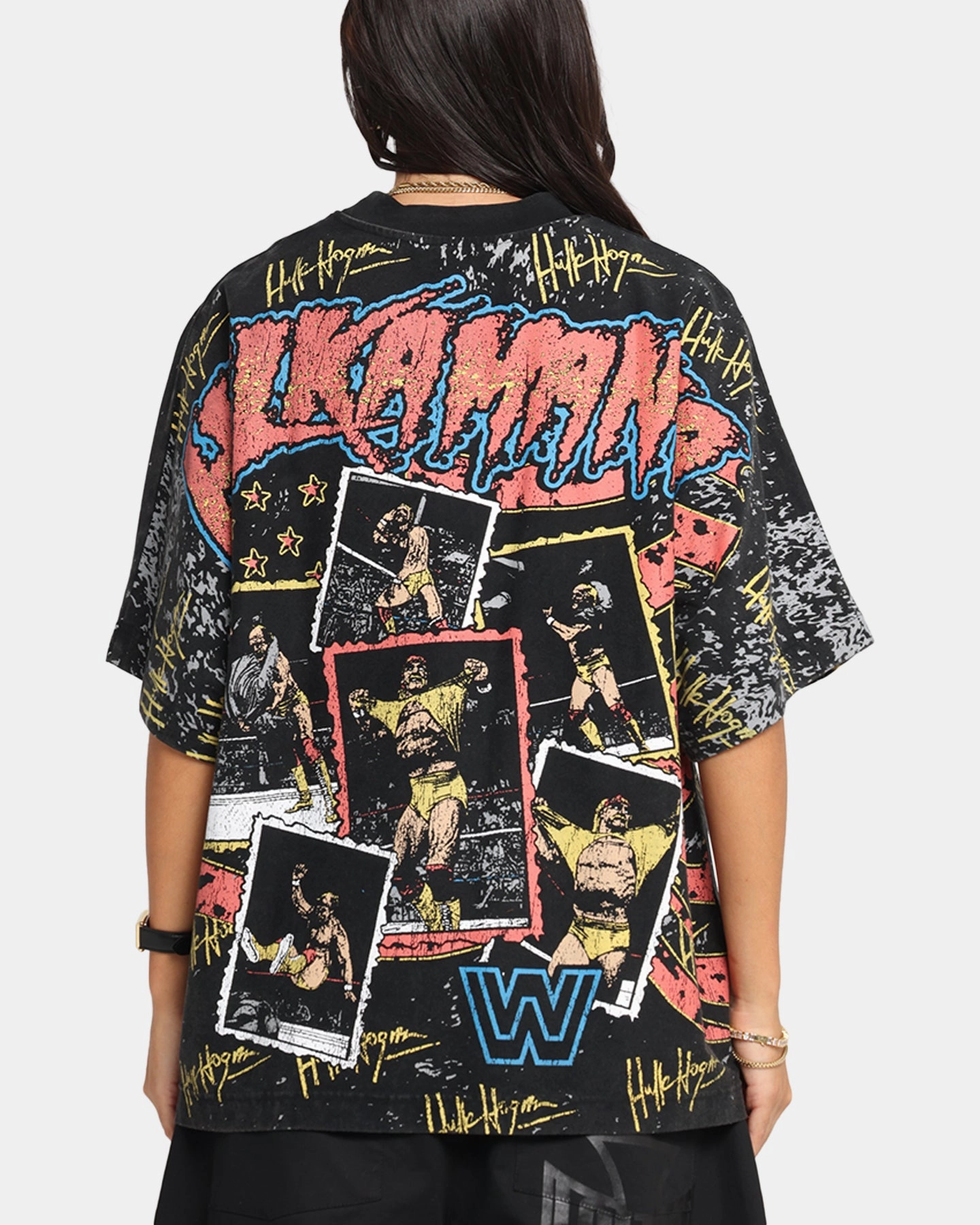 Self Cleaning Coating Relaxed Blouse Culture Kings X WWE Hulk Hogan All Over Print T-Shirt Black