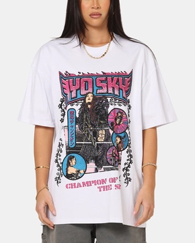 Culture Kings X WWE Iyo Sky Heavy T-Shirt White Low Profile Seaming Hydrophobic Surface Treatment