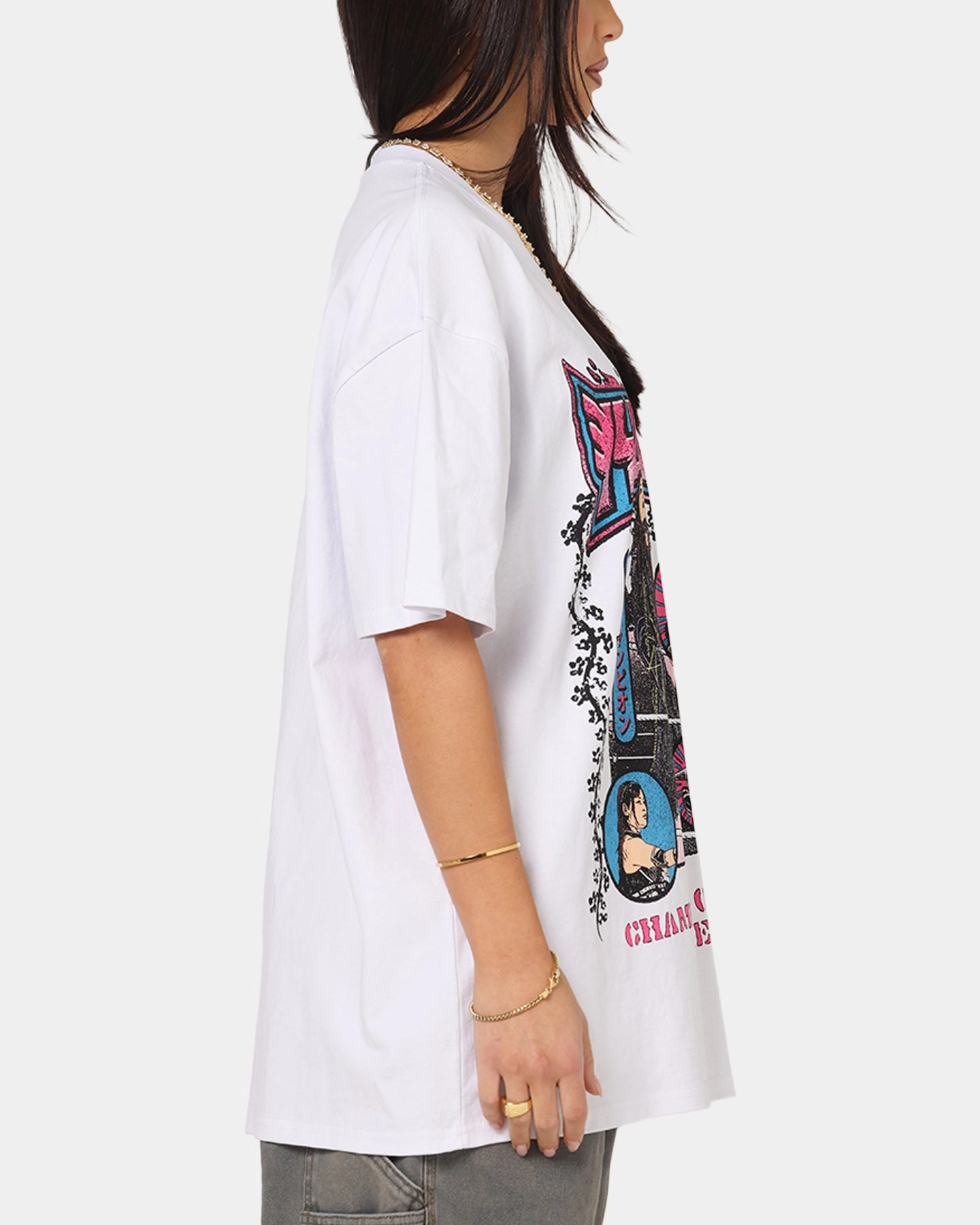 Culture Kings X WWE Iyo Sky Heavy T-Shirt White MeshLining