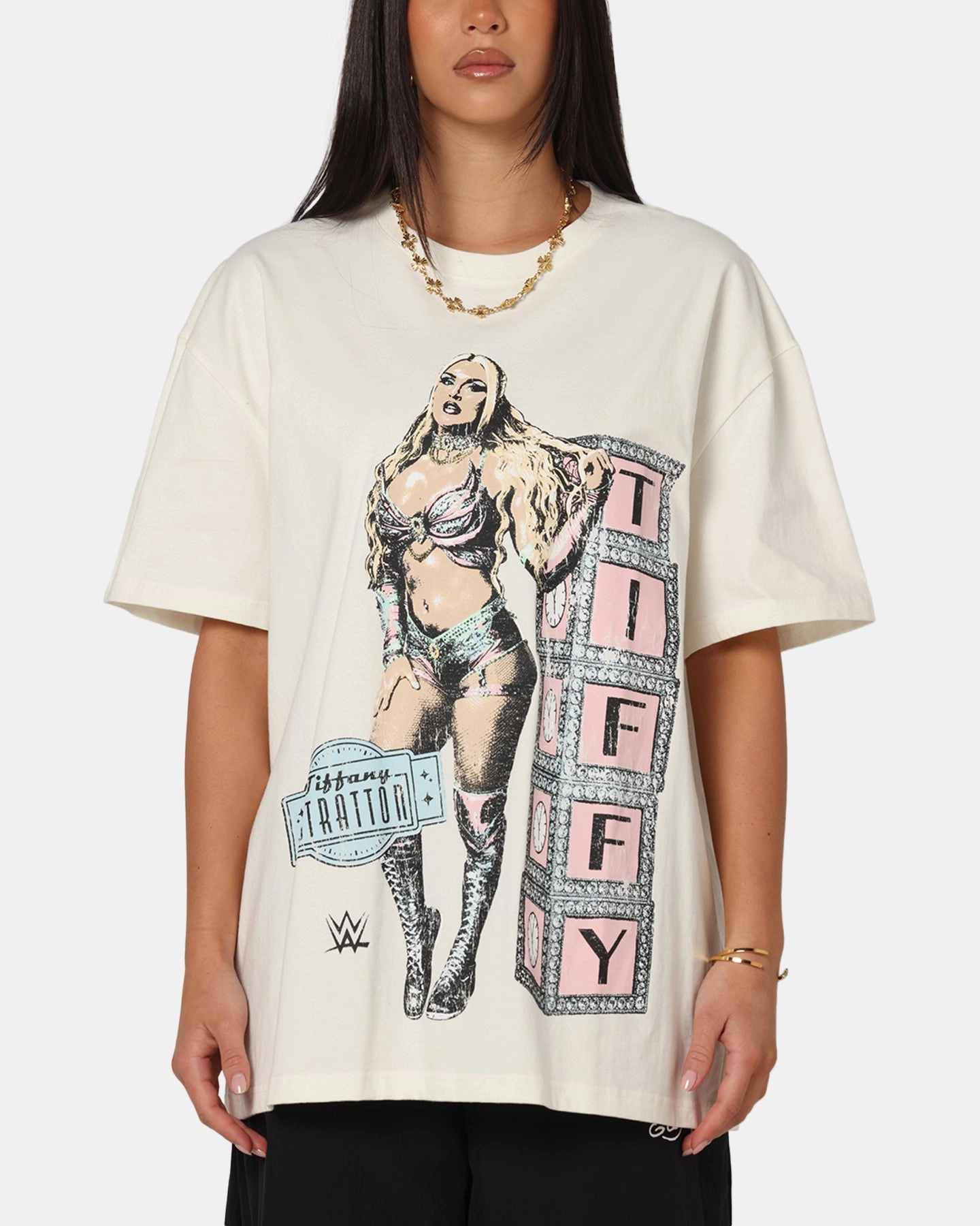 Culture Kings X WWE Tiffany Stratton Summer Slam Heavy T-Shirt Off White Casual Fit Basic Wardrobe