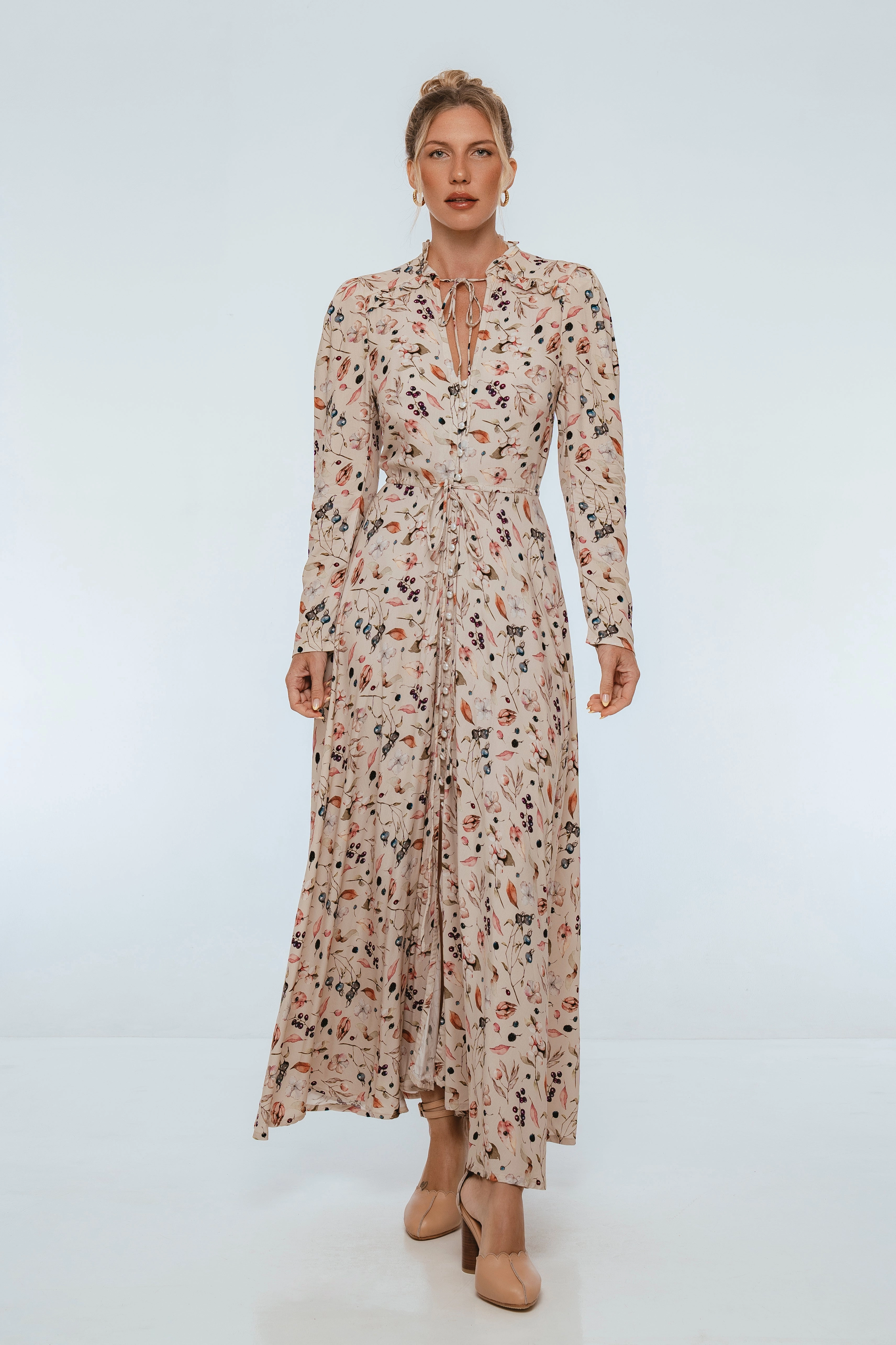 Poeme Long Sleeve Maxi Dress Casual Chic