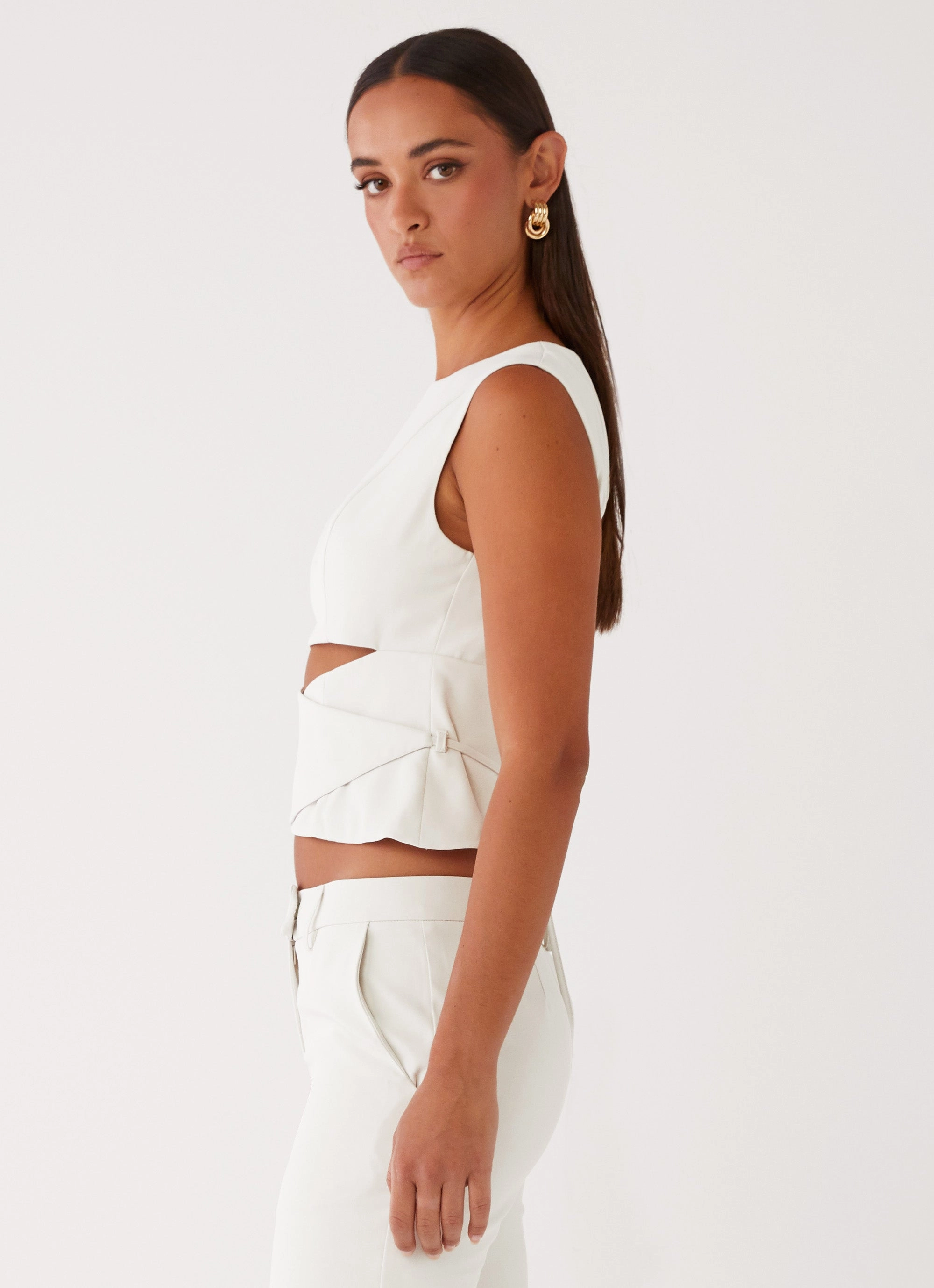 Cyra Wrap Top - Ivory Tactile Soft Texture