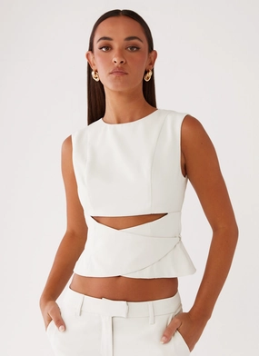 Layered Shoulder Cyra Wrap Top - Ivory