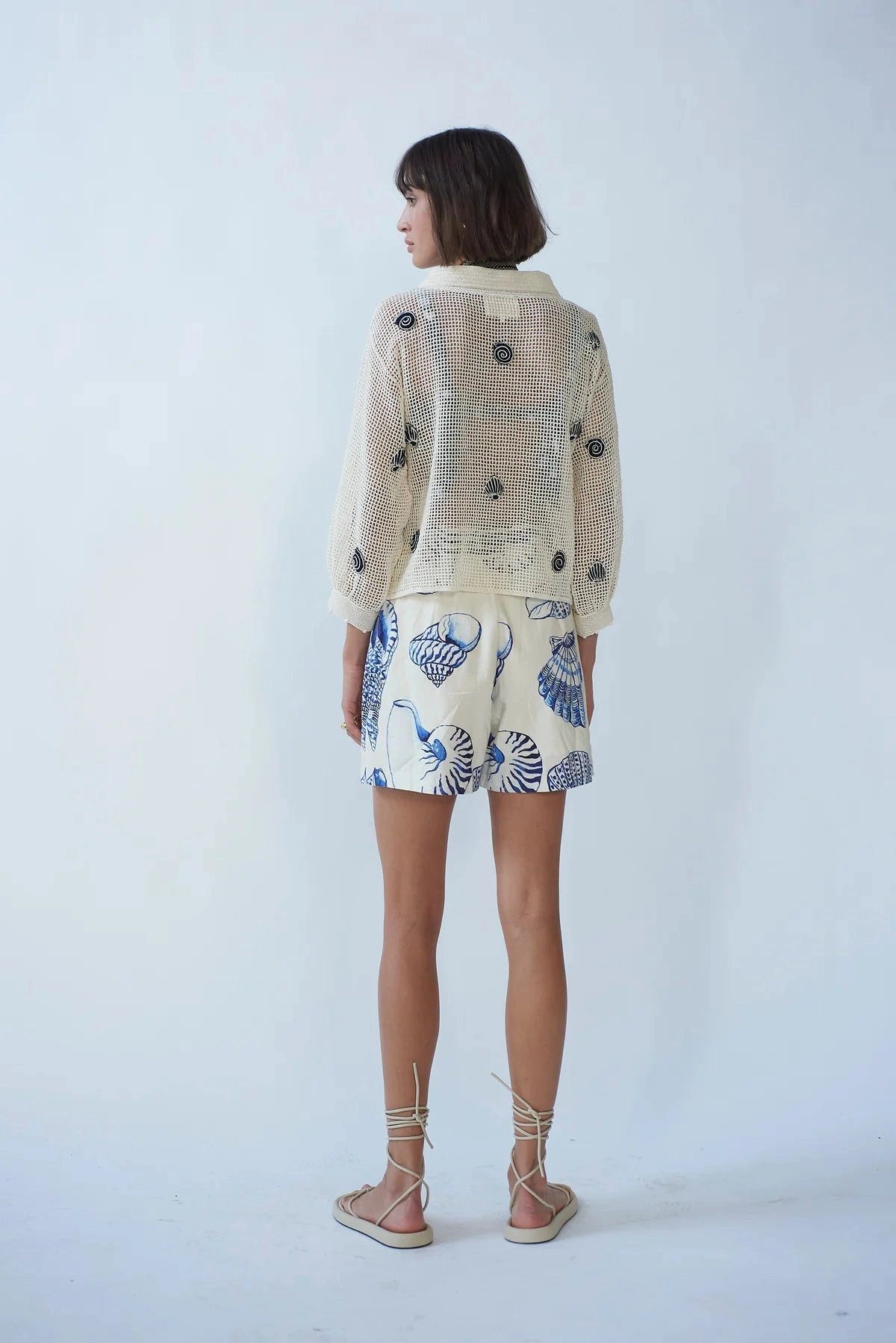 Reflective accents Layered Shoulder Delmar Crochet Bomber