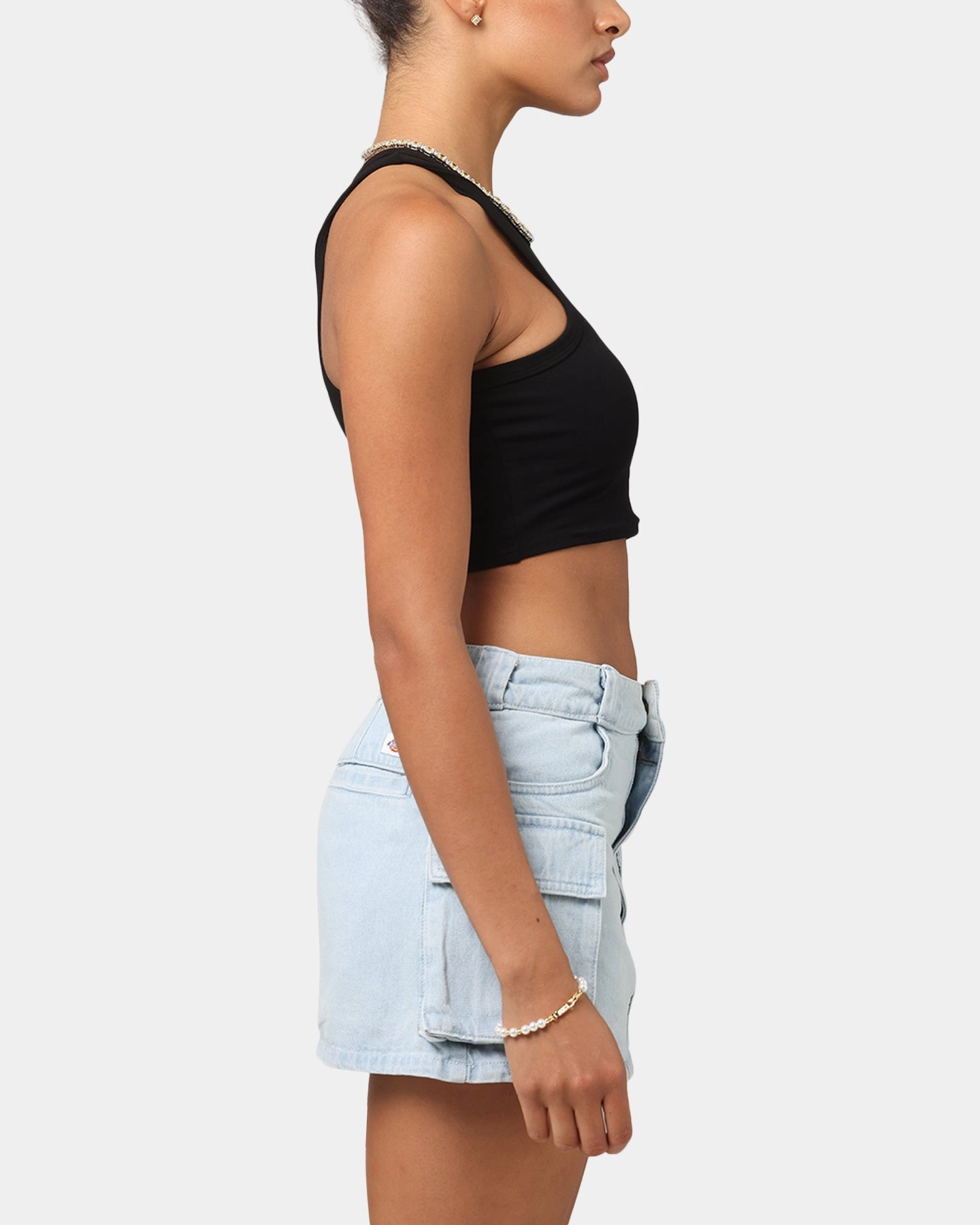 Dickies Women's Fire Boy Crop Tank Black Hidden Storage Pocket PreShrunk Fabric