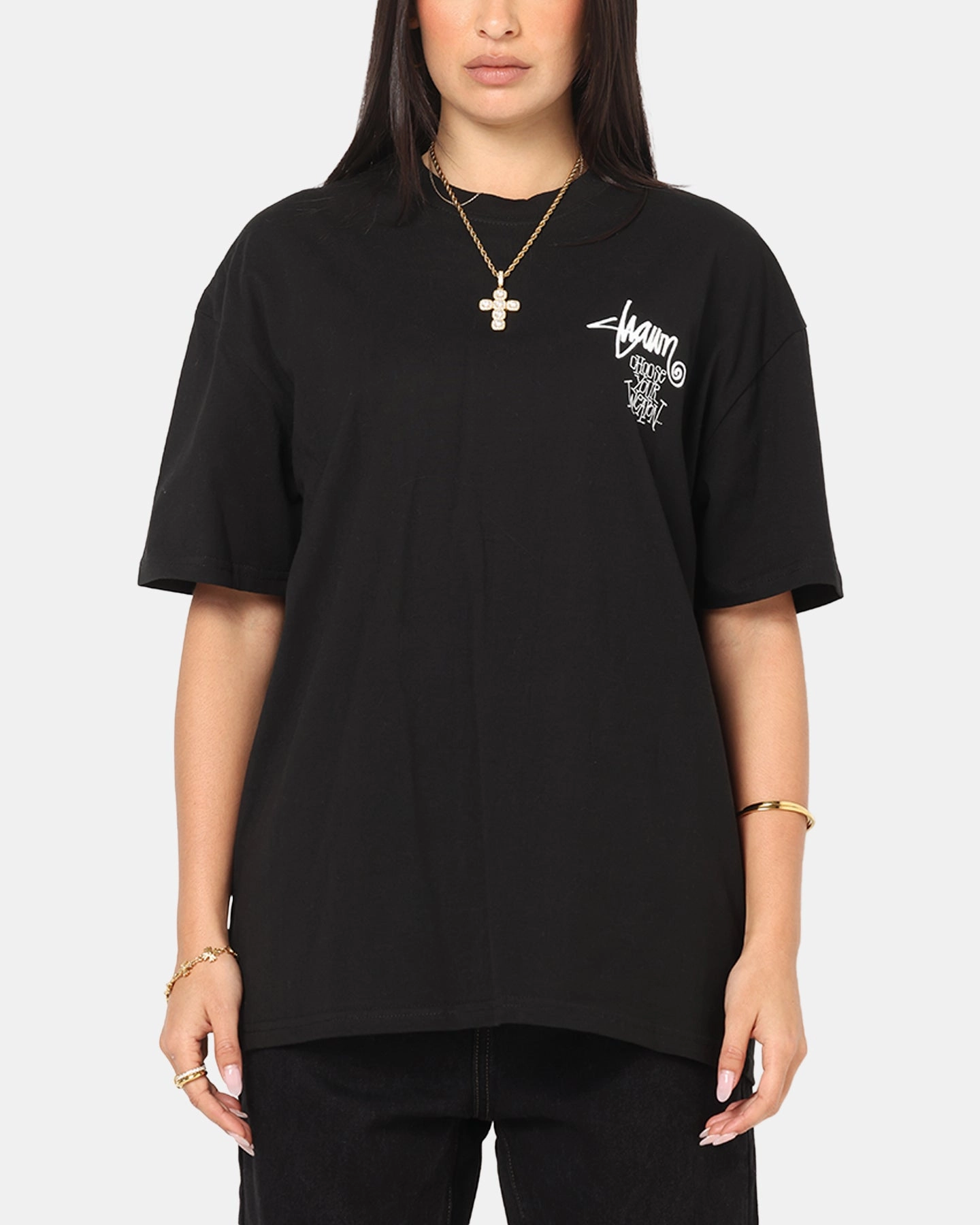 S Double Choose Your Weapon T-Shirt Washed Black Compression Gradient AllDay Comfort Tech