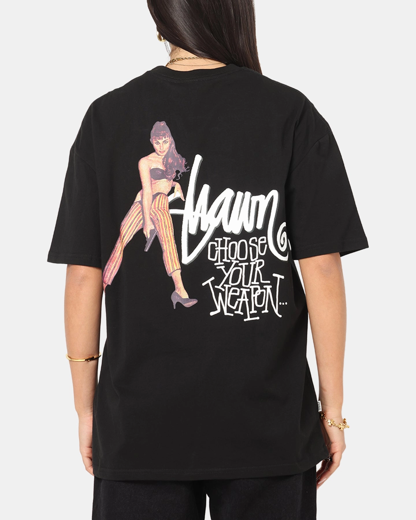 High Durability Material Comfortable Cotton S Double Choose Your Weapon T-Shirt Washed Black