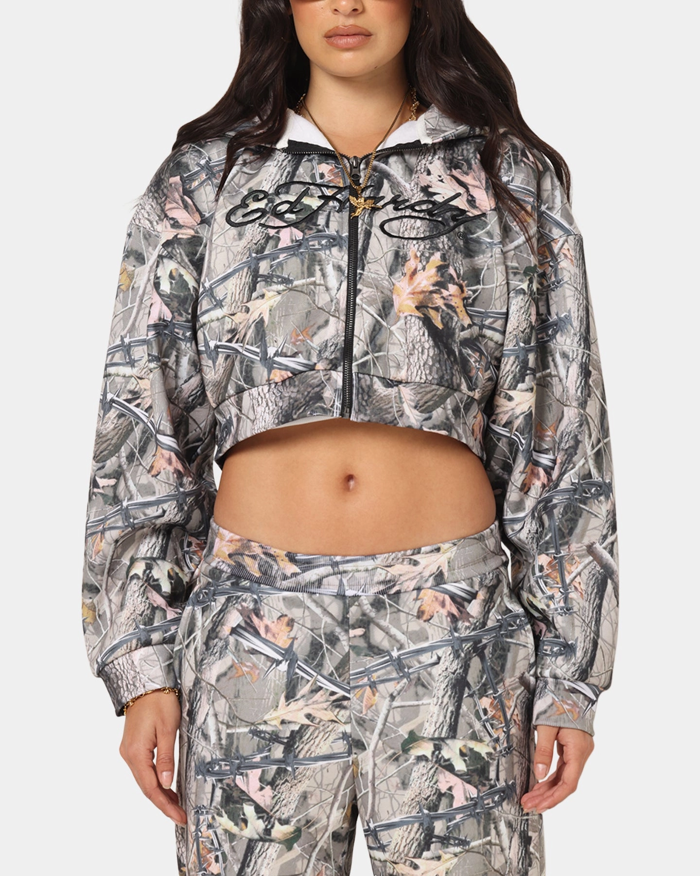 Ed Hardy Women's Butterfly Effect Hoodie Real Tree Camo Casual Pullover