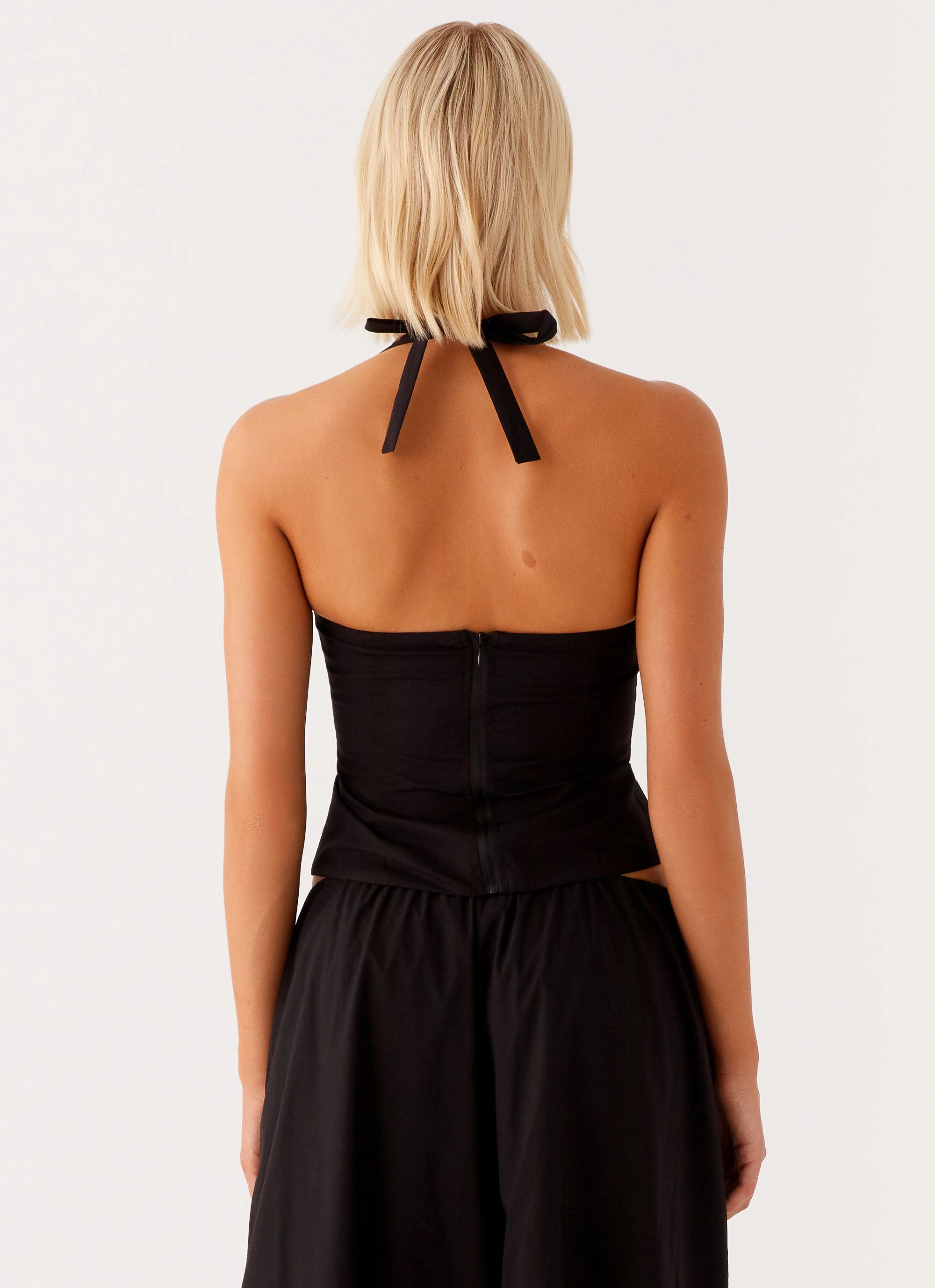 Cheryl Bustier Halter Top - Black Multi Pocket Functional Design