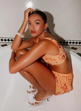 VentilatedBackPanel Mercer Sequin Bralette - Orange