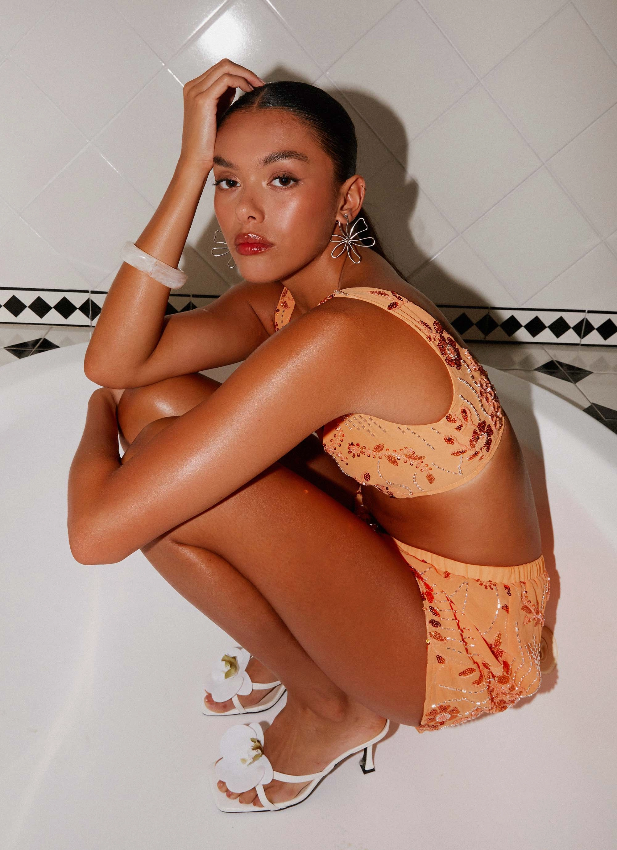 VentilatedBackPanel Mercer Sequin Bralette - Orange