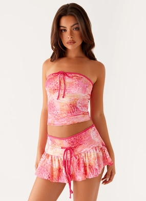 Non Slip Shoulder Seams Corbin Tube Top - Flamingo Fling