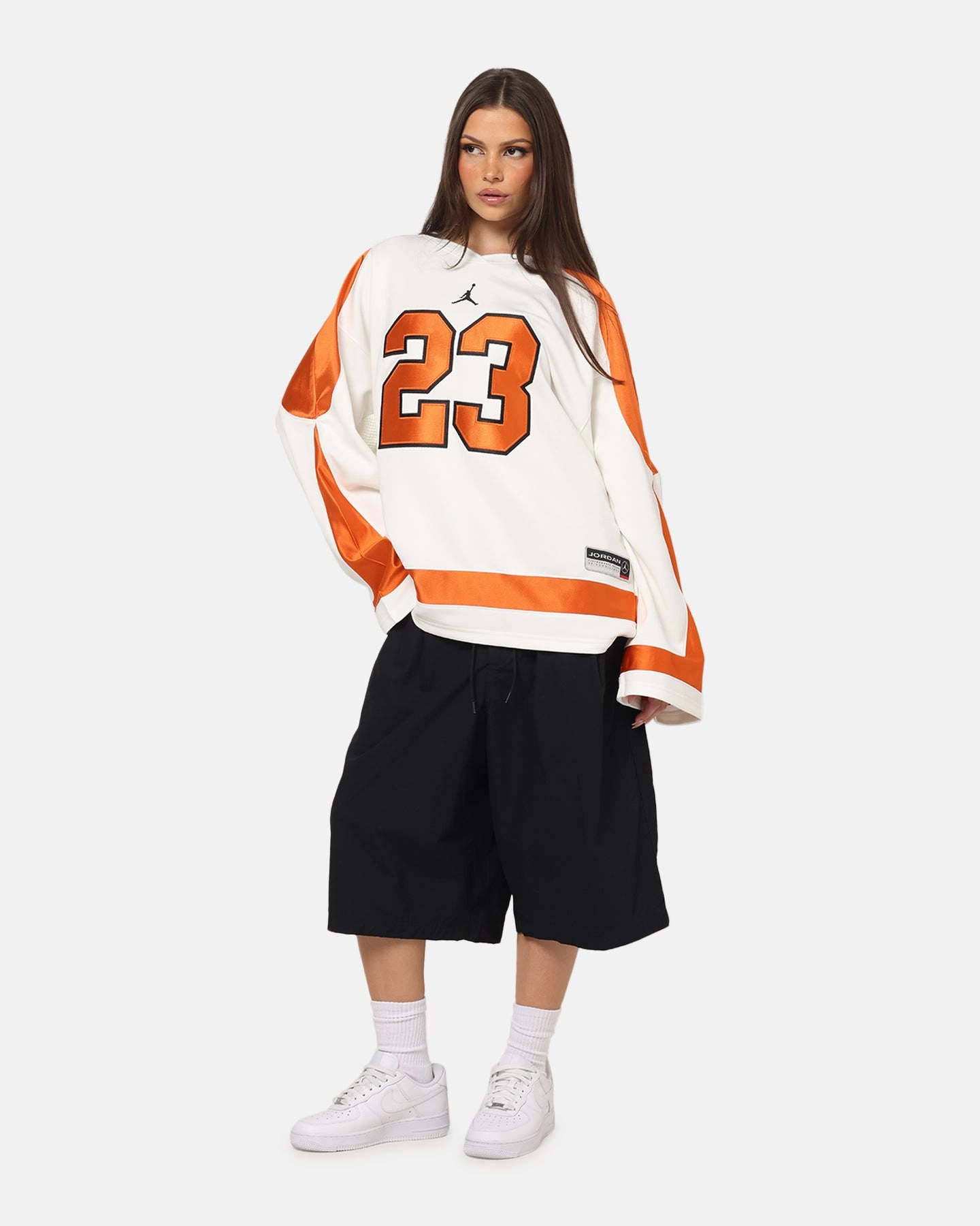 Jordan Brooklyn Collegiate Hockey Jersey Sail/Starfish/Black WeightedHem FrictionResistant Trim