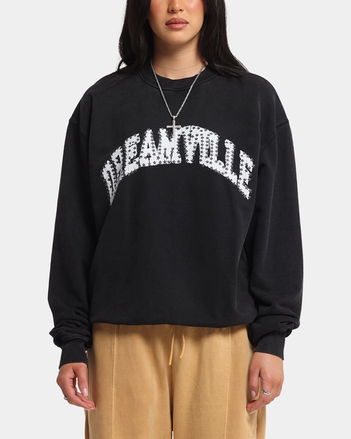 Four Way Stretch Dreamville Stars Crewneck Black